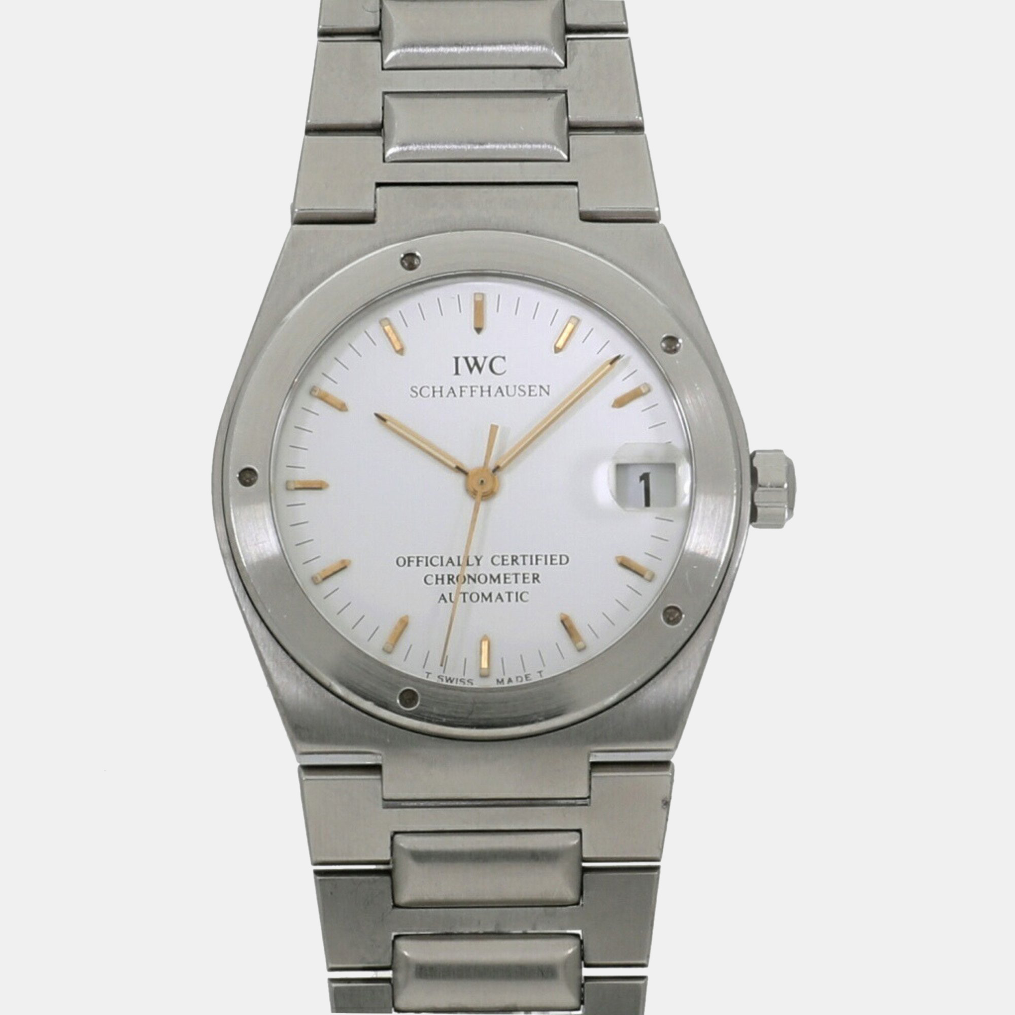 Iwc white stainless steel ingenieur iw352101 men's wristwatch 34mm