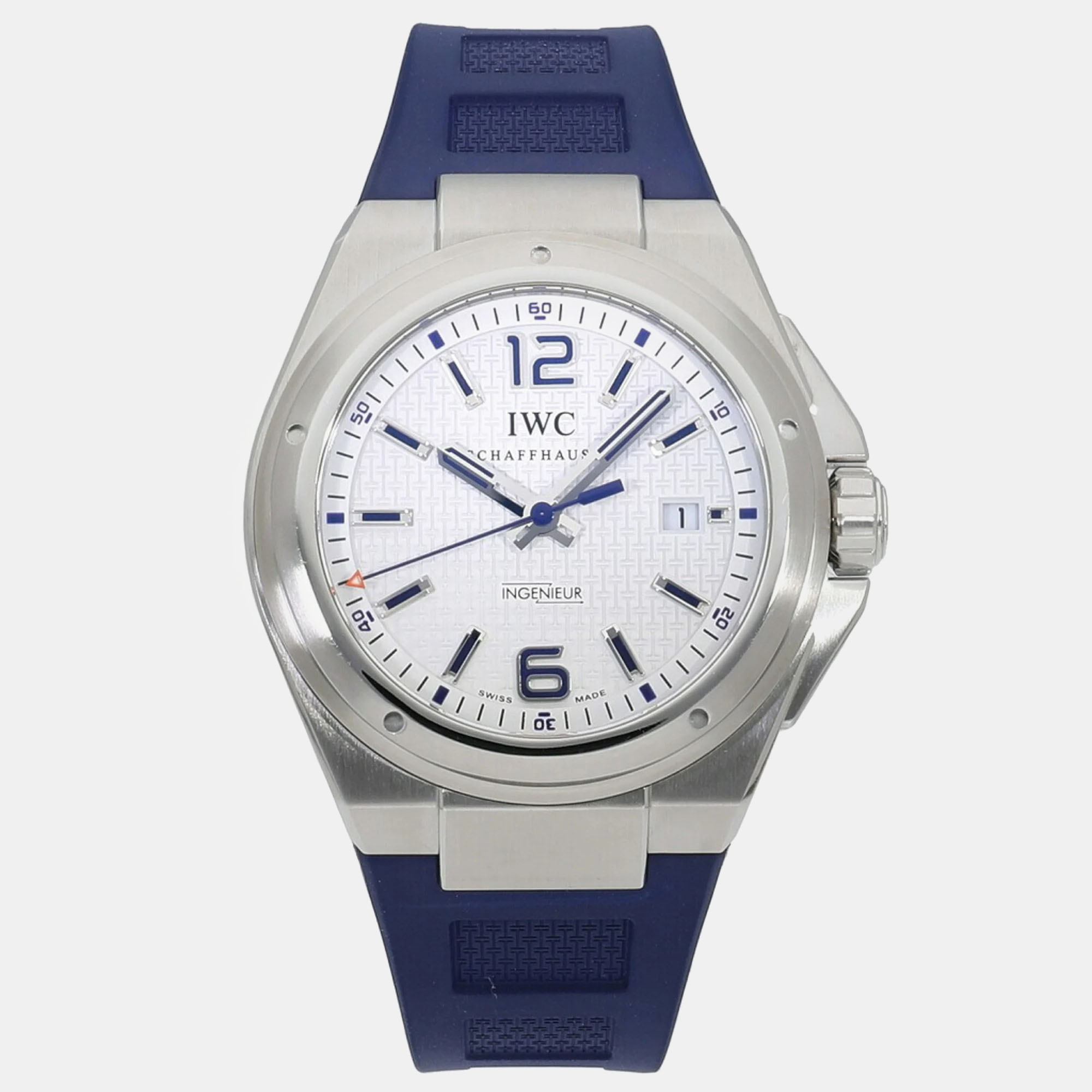 Iwc silver stainless steel ingenieur iw323608 men's wristwatch 46mm
