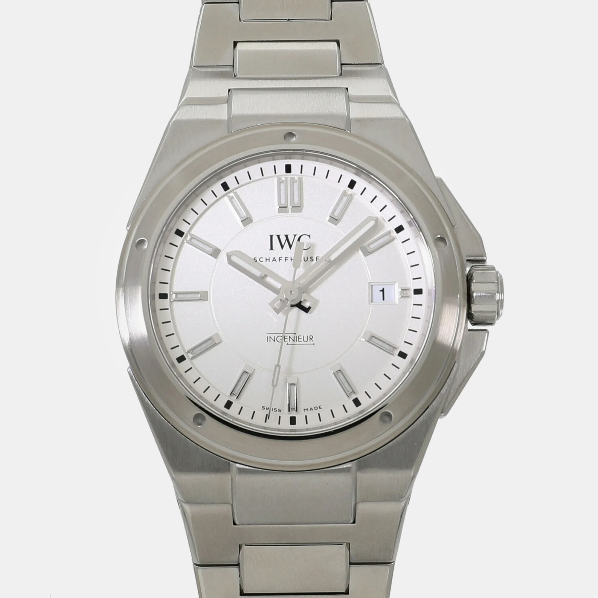 Iwc silver stainless steel ingenieur iw323904 men's wristwatch 40mm