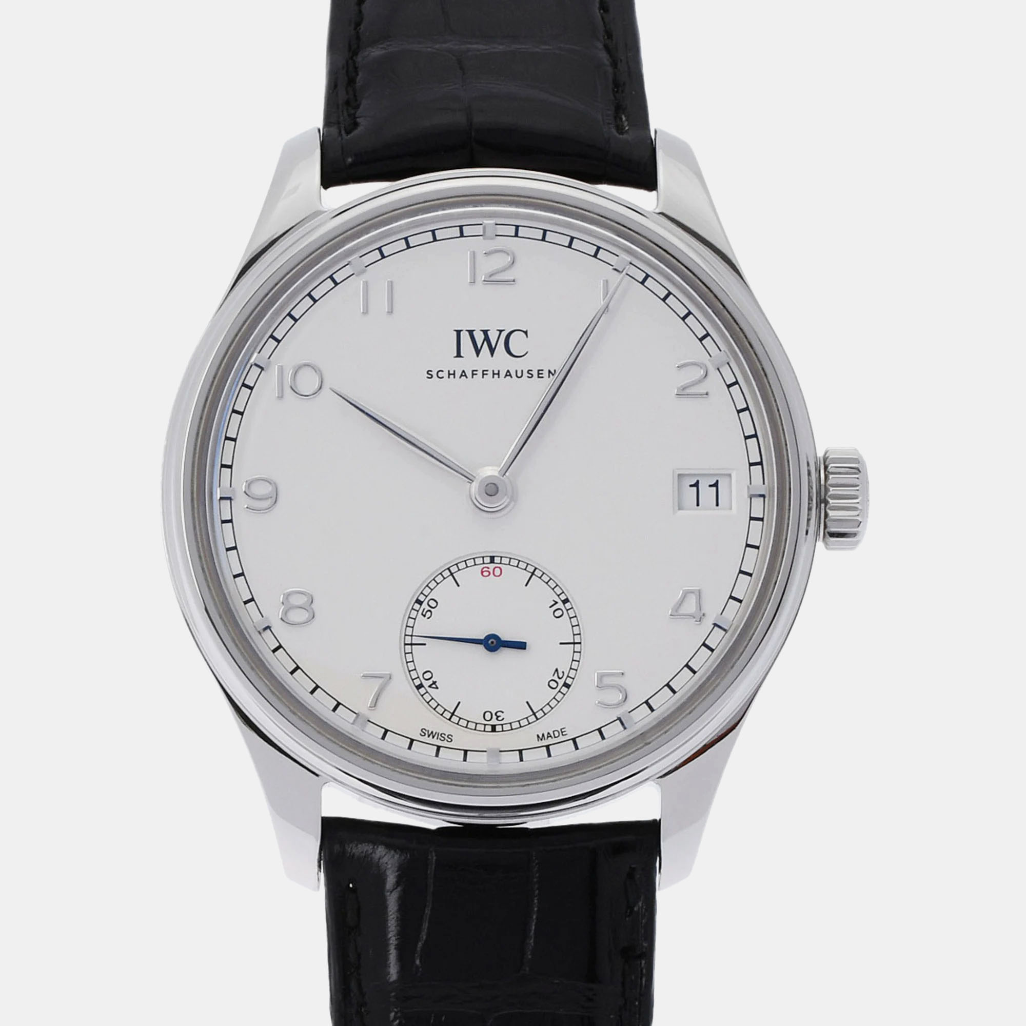Iwc silver stainless steel portugieser iw510203 men's wristwatch 43mm