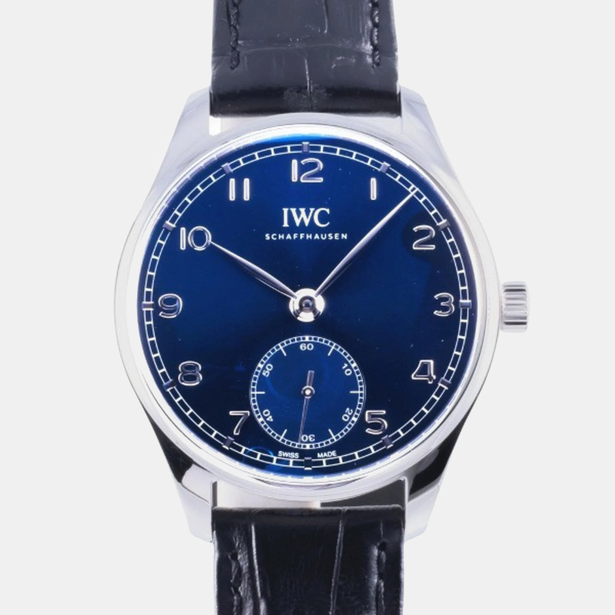 Iwc blue stainless steel portugieser iw358305 men's wristwatch 40mm