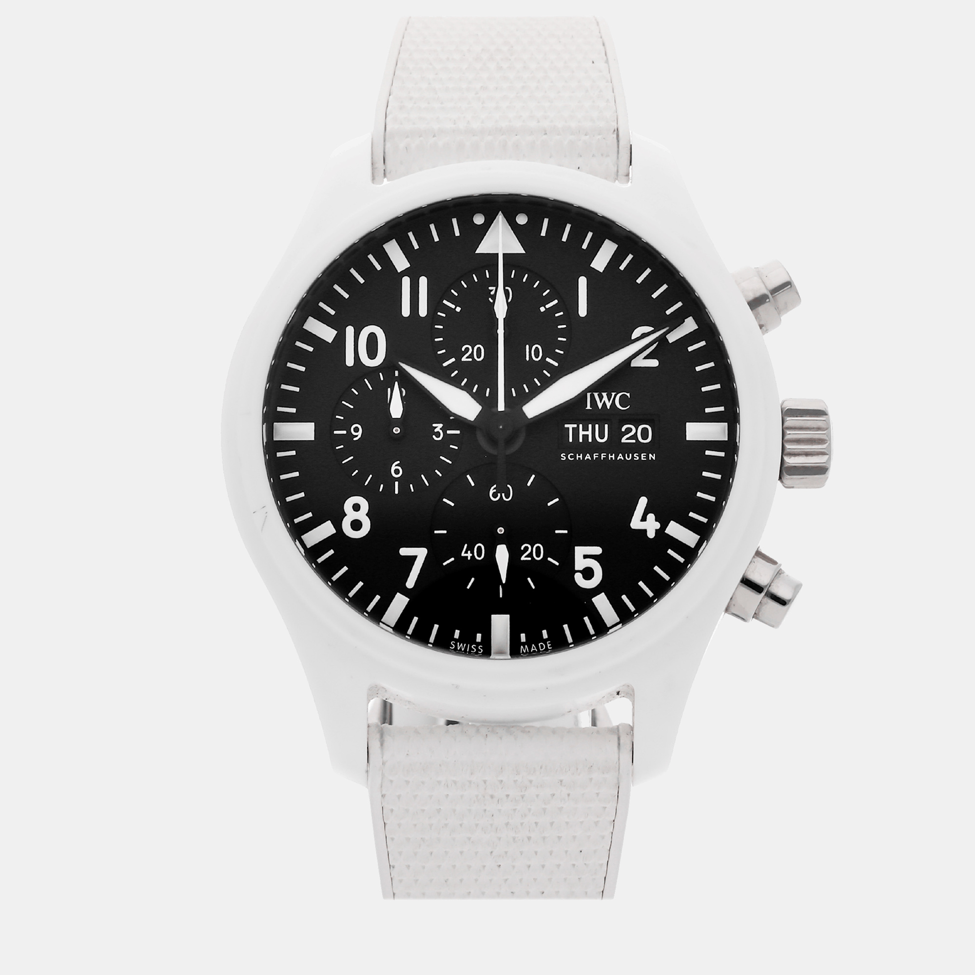 Iwc black ceramic pilot's automatic men's wristwatch 44 mm