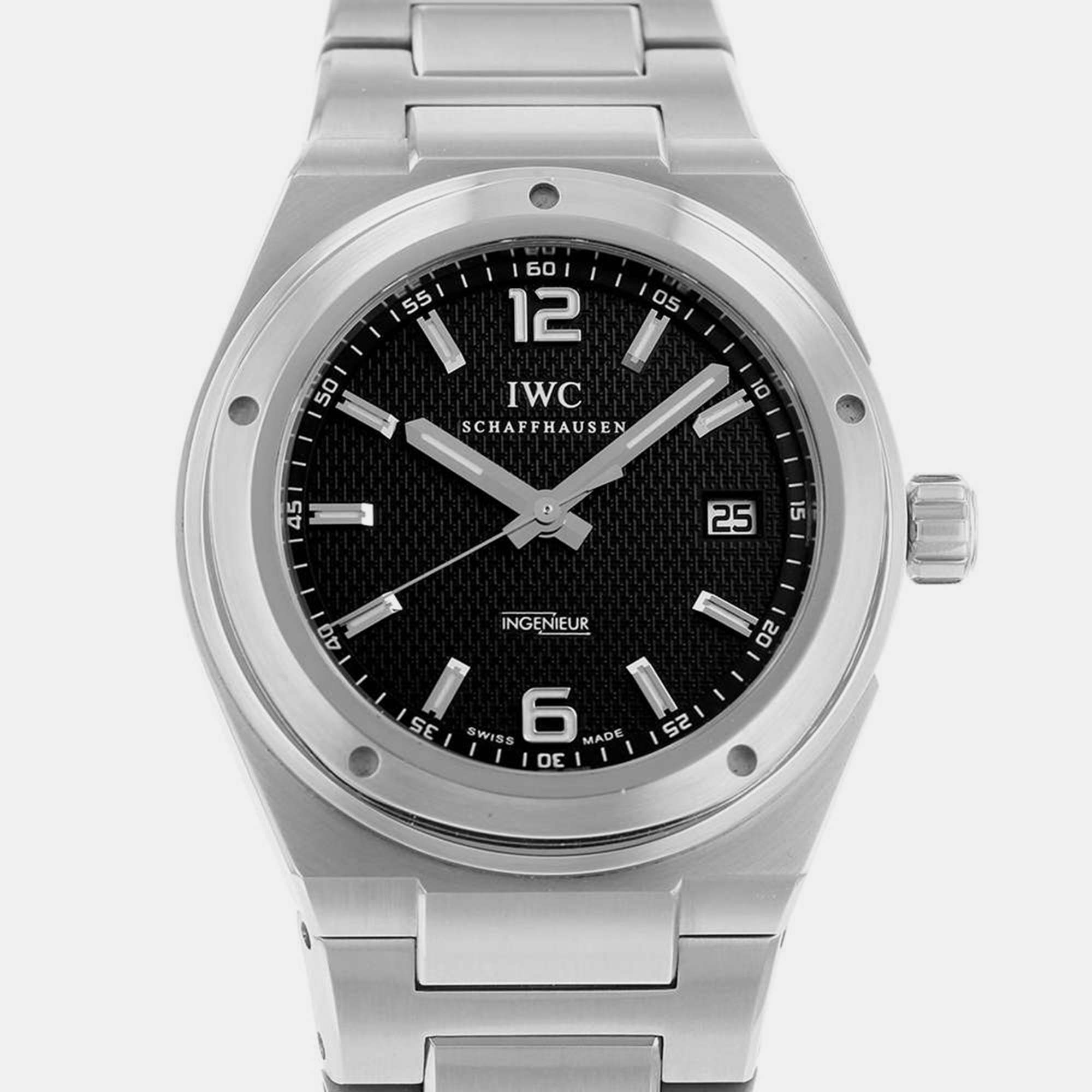 Iwc black stainless steel ingenieur automatic men's wristwatch 42.5 mm