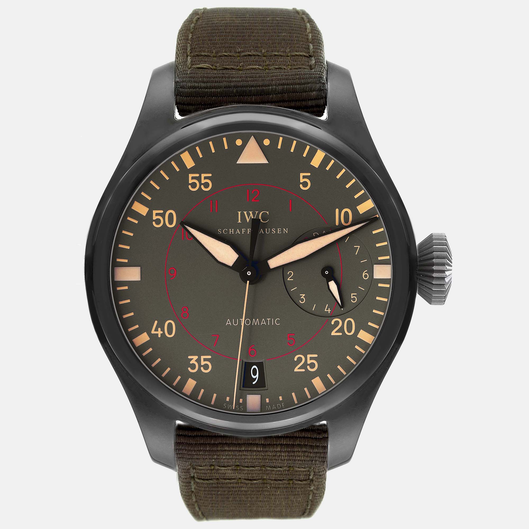 Iwc green ceramic big pilot's iw501902 automatic men's wristwatch 46 mm