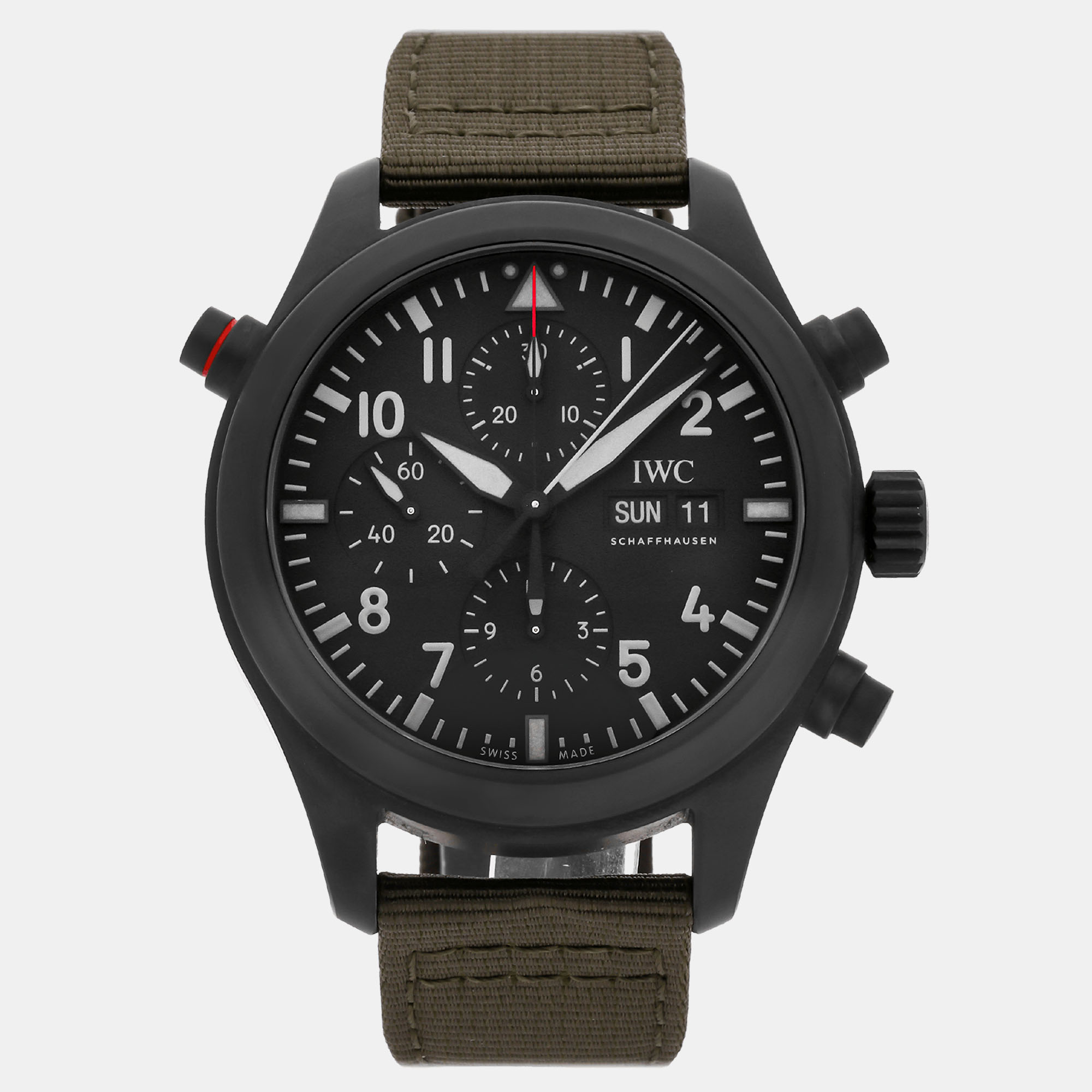 Iwc black titanium ceramic pilot's automatic men's wristwatch 44 mm