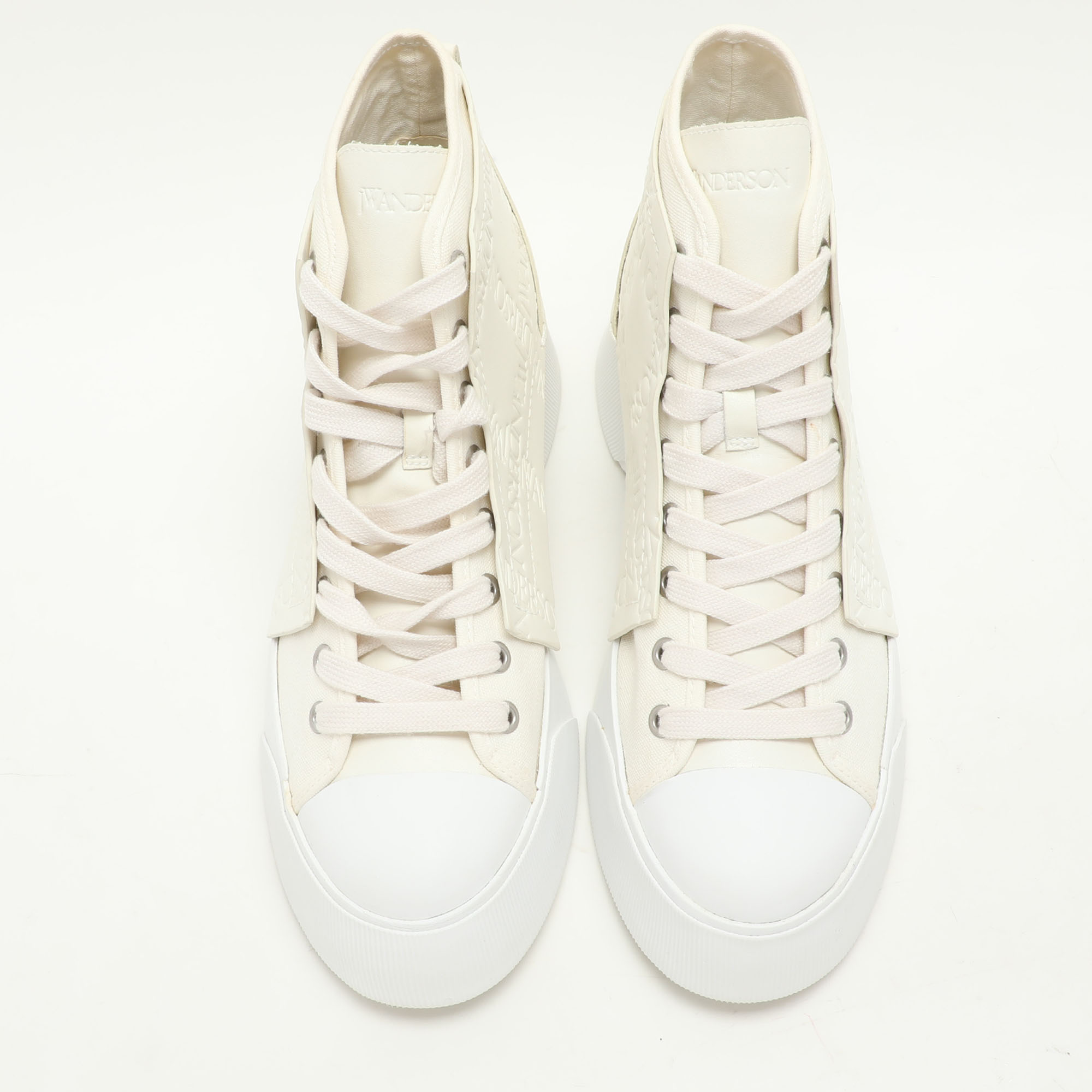 J.W.Anderson White Canvas Leather High Top Sneakers 44