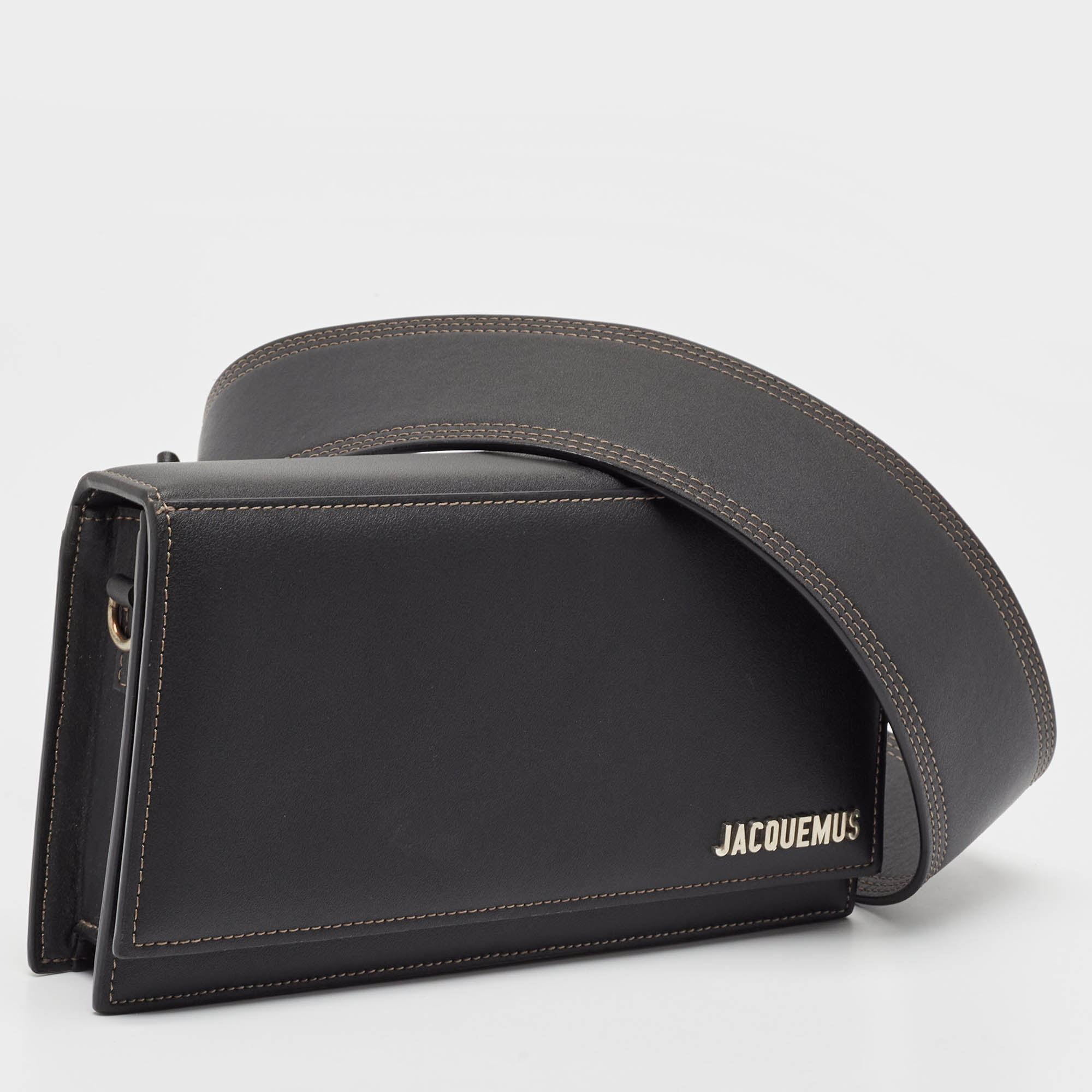 Jacquemus Black Leather Le Bambino Homme Bag