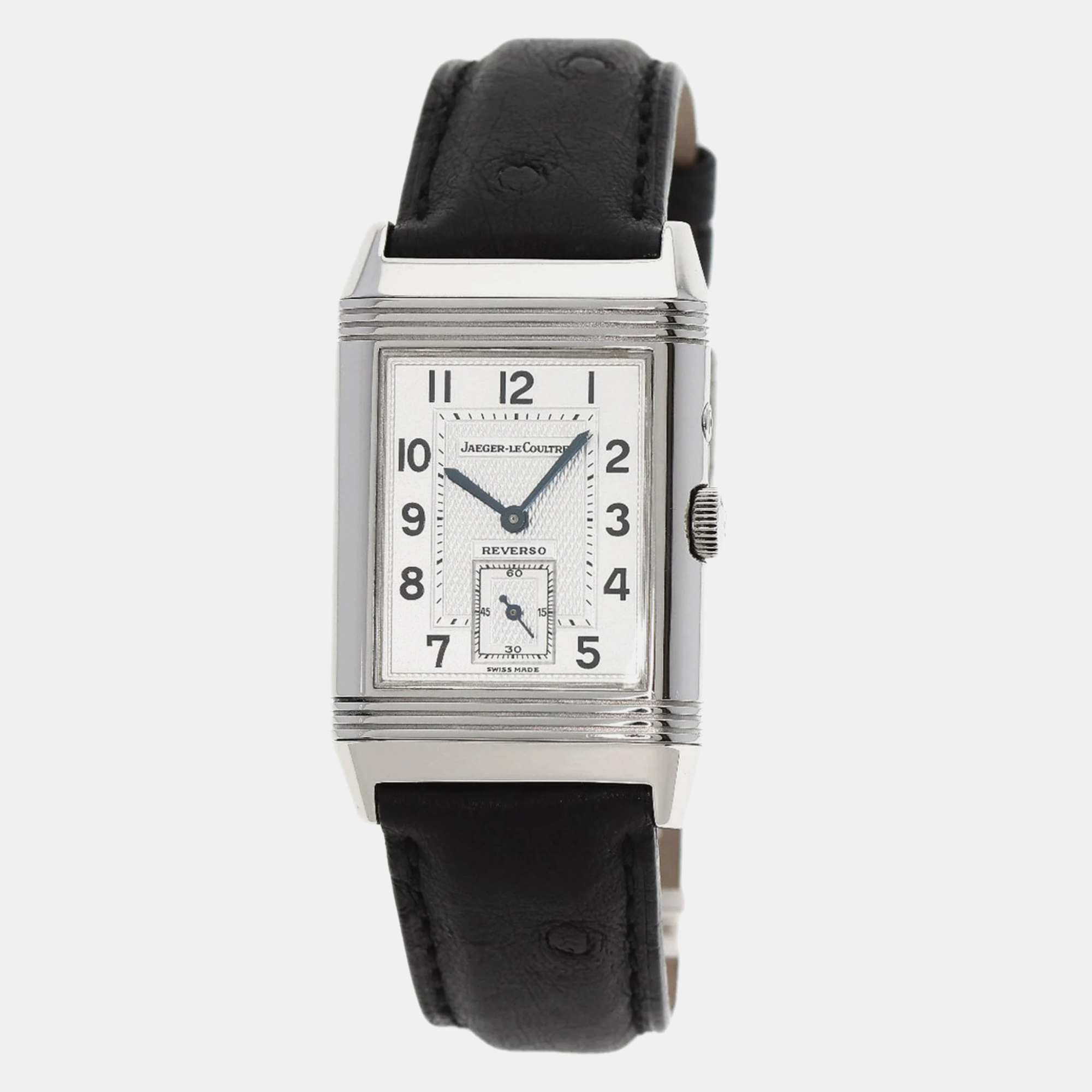 Jaeger lecoultre silver stainless steel reverso 270.8.54 manual winding men's wristwatch 26 mm