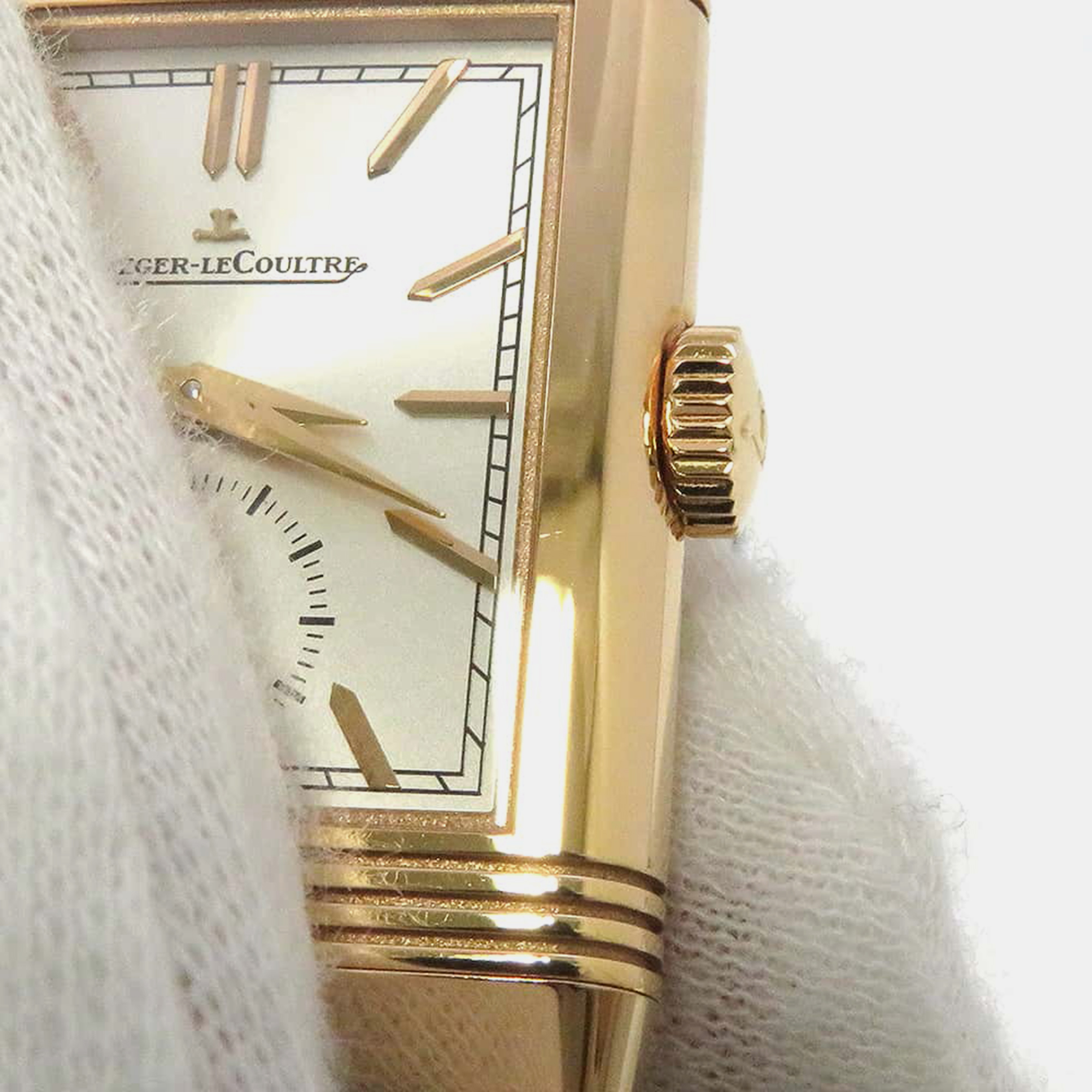 Jaeger LeCoultre Silver 18k Rose Gold Reverso Tribute Q7132521 Manual Winding 27 Mm