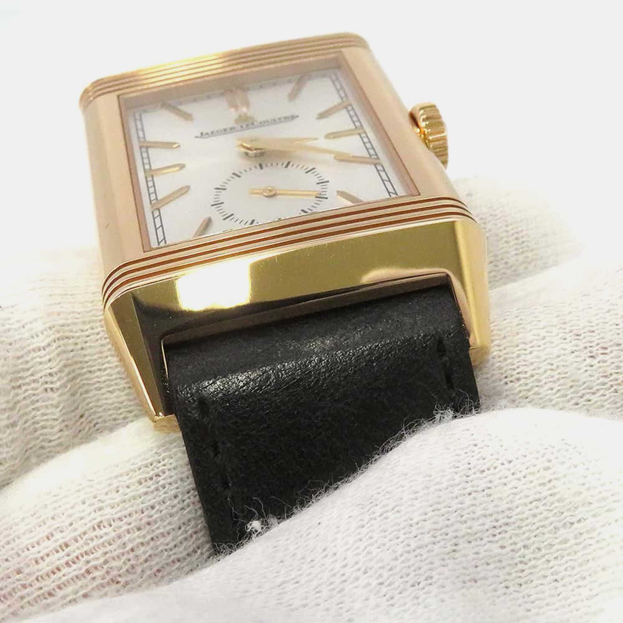 Jaeger LeCoultre Silver 18k Rose Gold Reverso Tribute Q7132521 Manual Winding 27 Mm