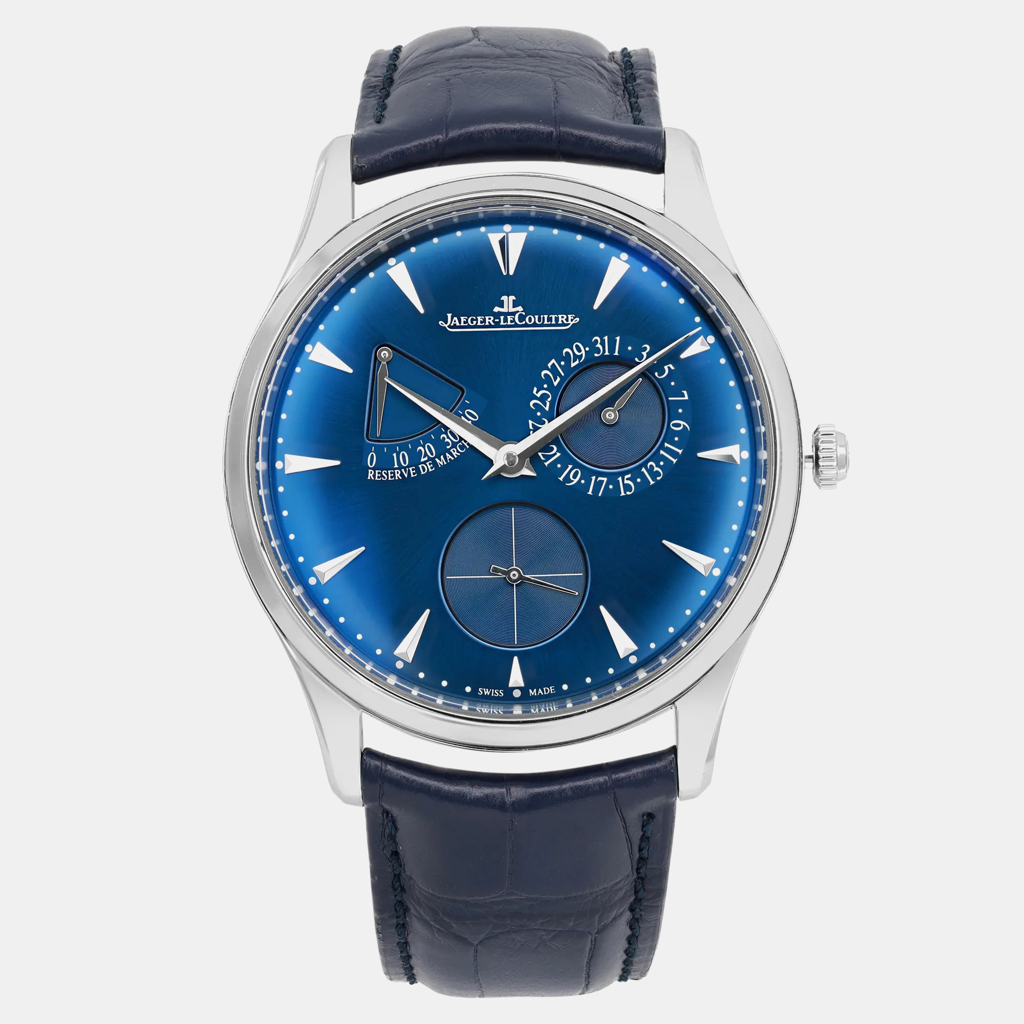 Jaeger LeCoultre Blue Stainless Steel Reserve de Marche Q1378480 Automatic Men's Wristwatch 39 mm
Jaeger LeCoultre Blue Stainless Steel Reserve de Marche Q1378480 Automatic Men's Wristwatch 39 mm