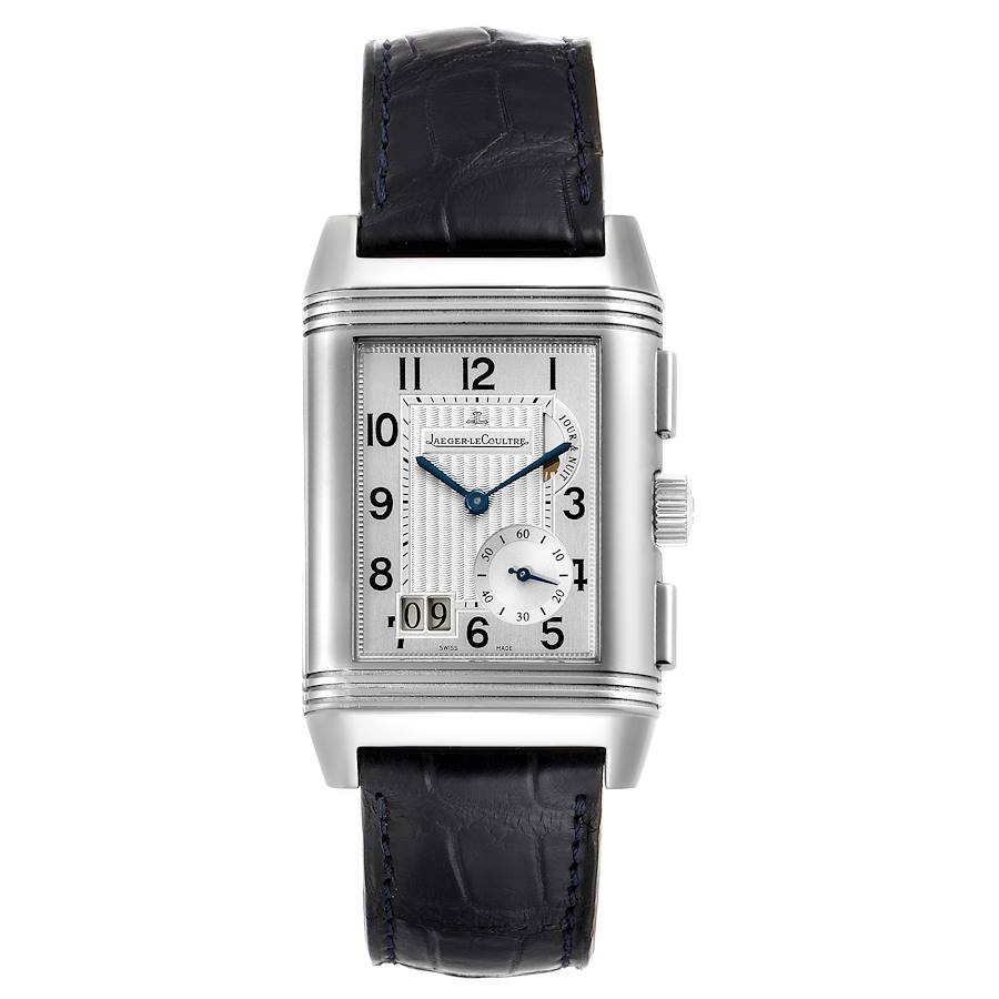 Jaeger LeCoultre Silver Stainless Steel Reverso Grande GMT 240.8.18 Q3028420 Men's Wristwatch 47 x 29 MM