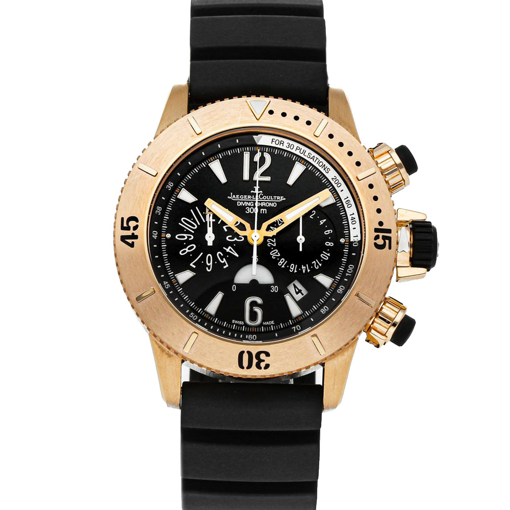 Jaeger LeCoultre Black 18K Rose Gold Master Compressor Diving Chronograph Q1862640 Men's Wristwatch 44 MM