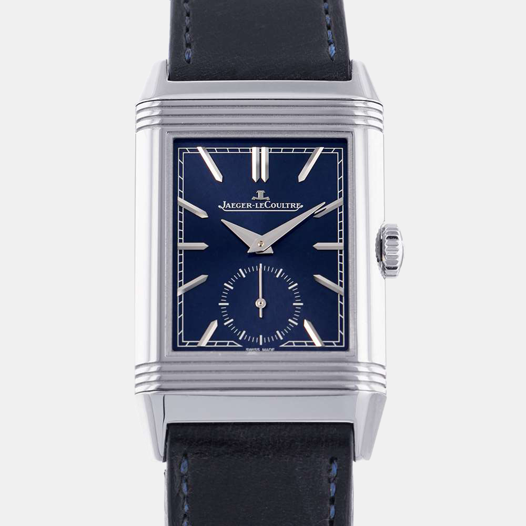 Jaeger LeCoultre Blue Stainless Steel Reverso Q3978480 Men's Wristwatch 45 Mm