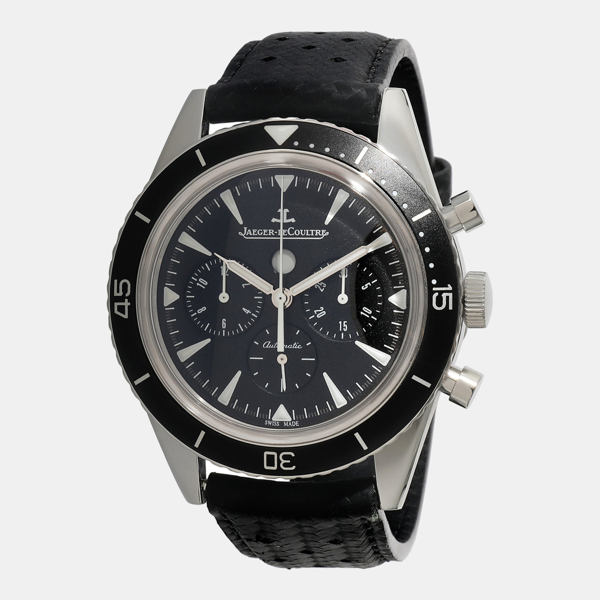 Jaeger LeCoultre Black Stainless Steel Master Control Chronograph Q2068570 Automatic Men's Wristwatch 42mm