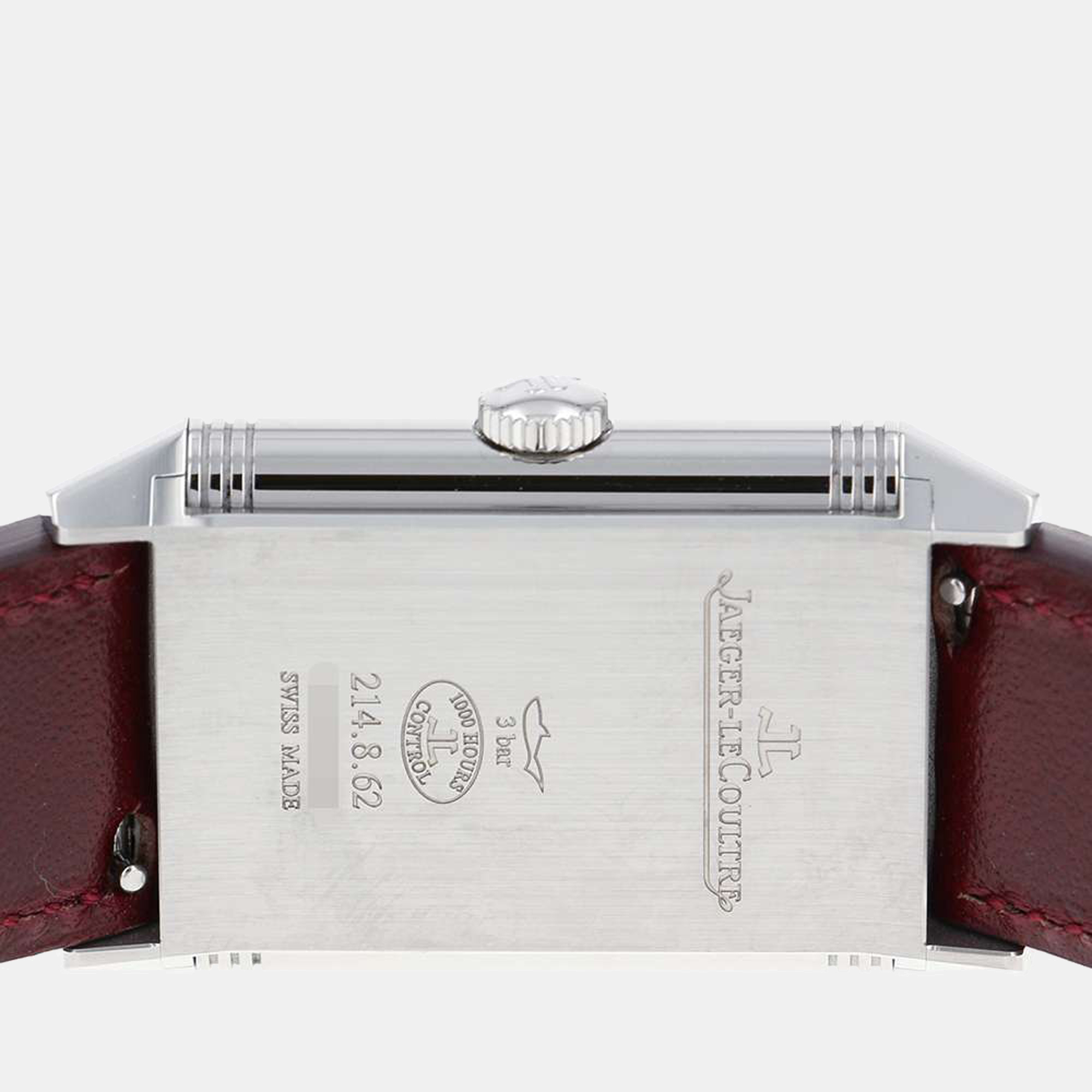Jaeger LeCoultre Burgundy Stainless Steel Reverso Q397846J Men's Wristwatch 45 Mm
