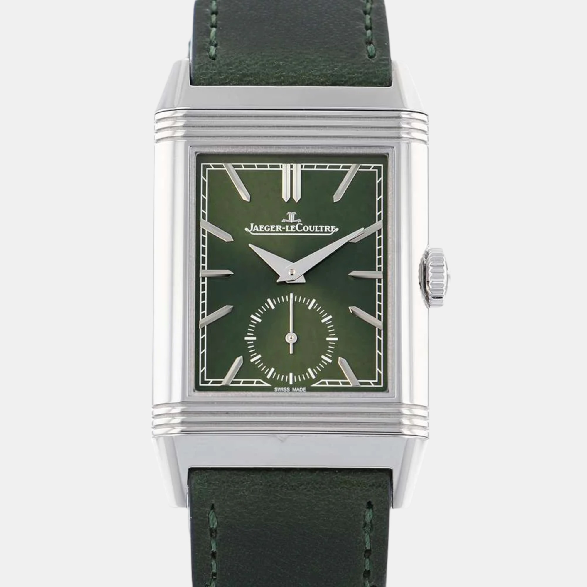 Jaeger LeCoultre Green Stainless Steel Reverso Q397843 Men's Wristwatch 45 Mm