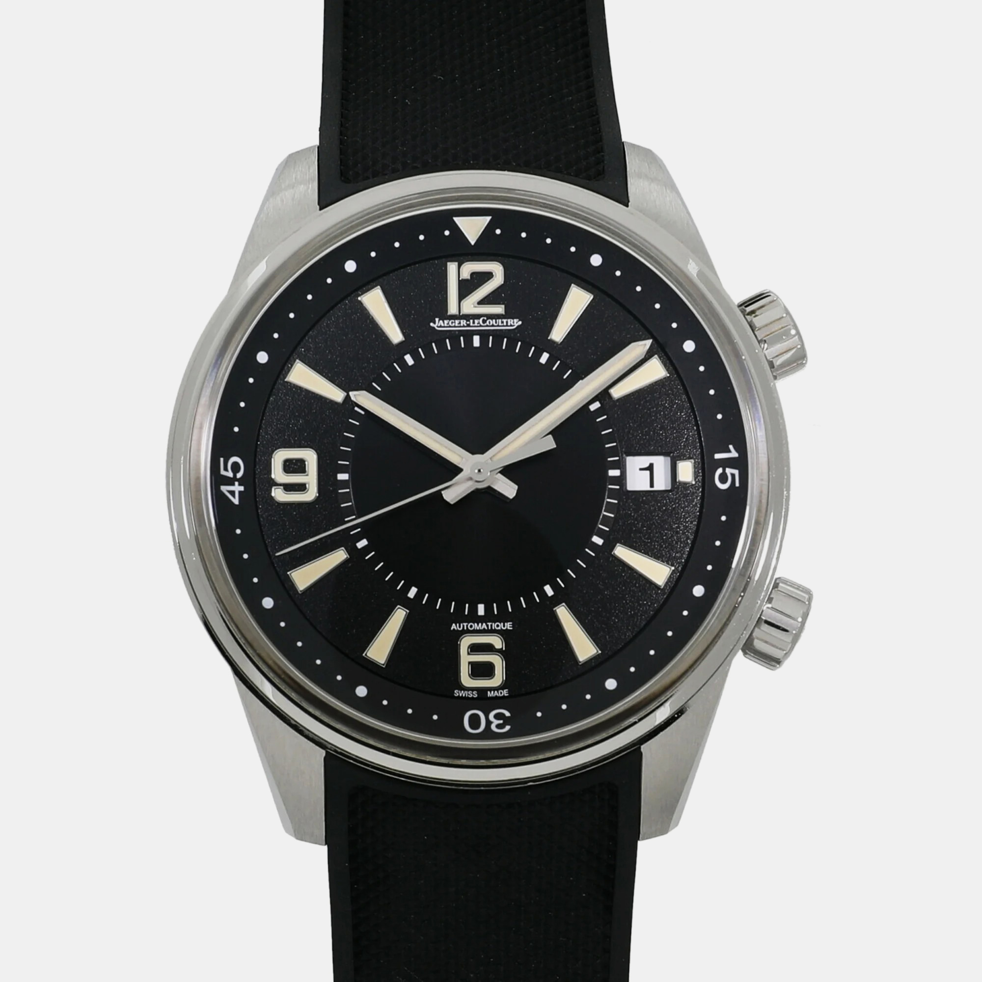 Jaeger lecoultre black stainless steel q9068670 automatic men's wristwatch 42 mm