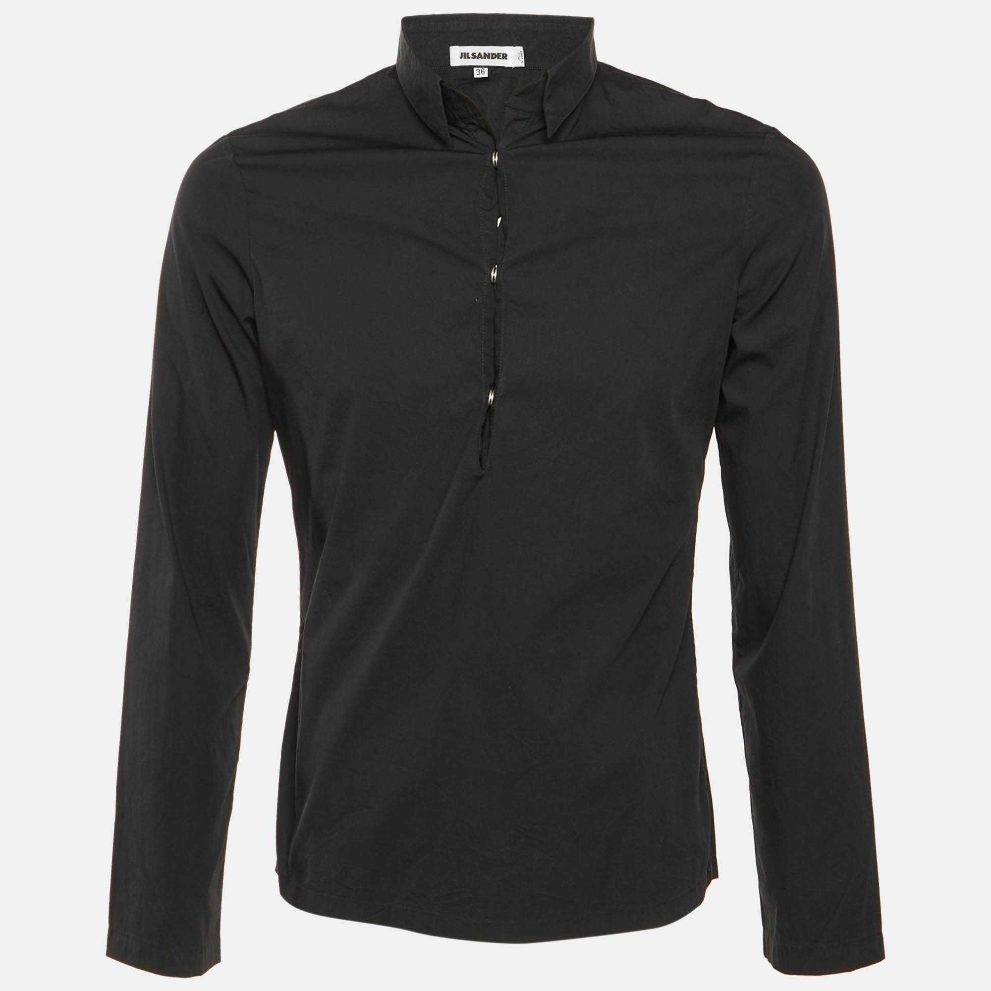 Jil Sander Black Cotton Half Placket Shirt XS
Jil Sander Black Cotton Half Placket Shirt XS