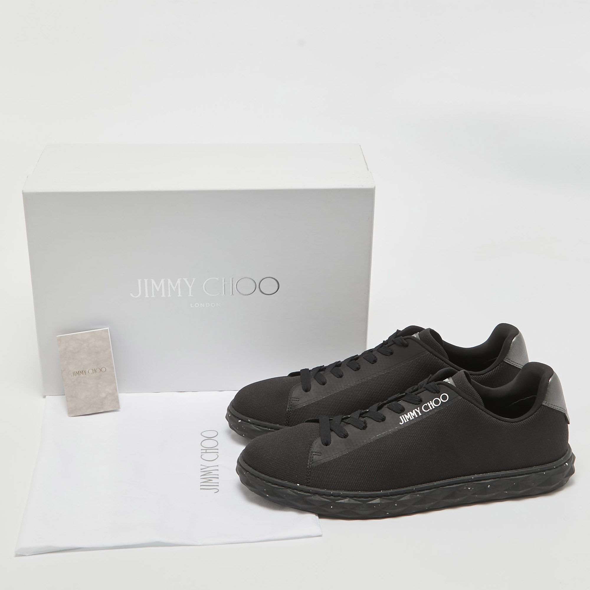 Jimmy Choo Black/Grey Fabric And Leather Lace Up Sneakers Size 44.5