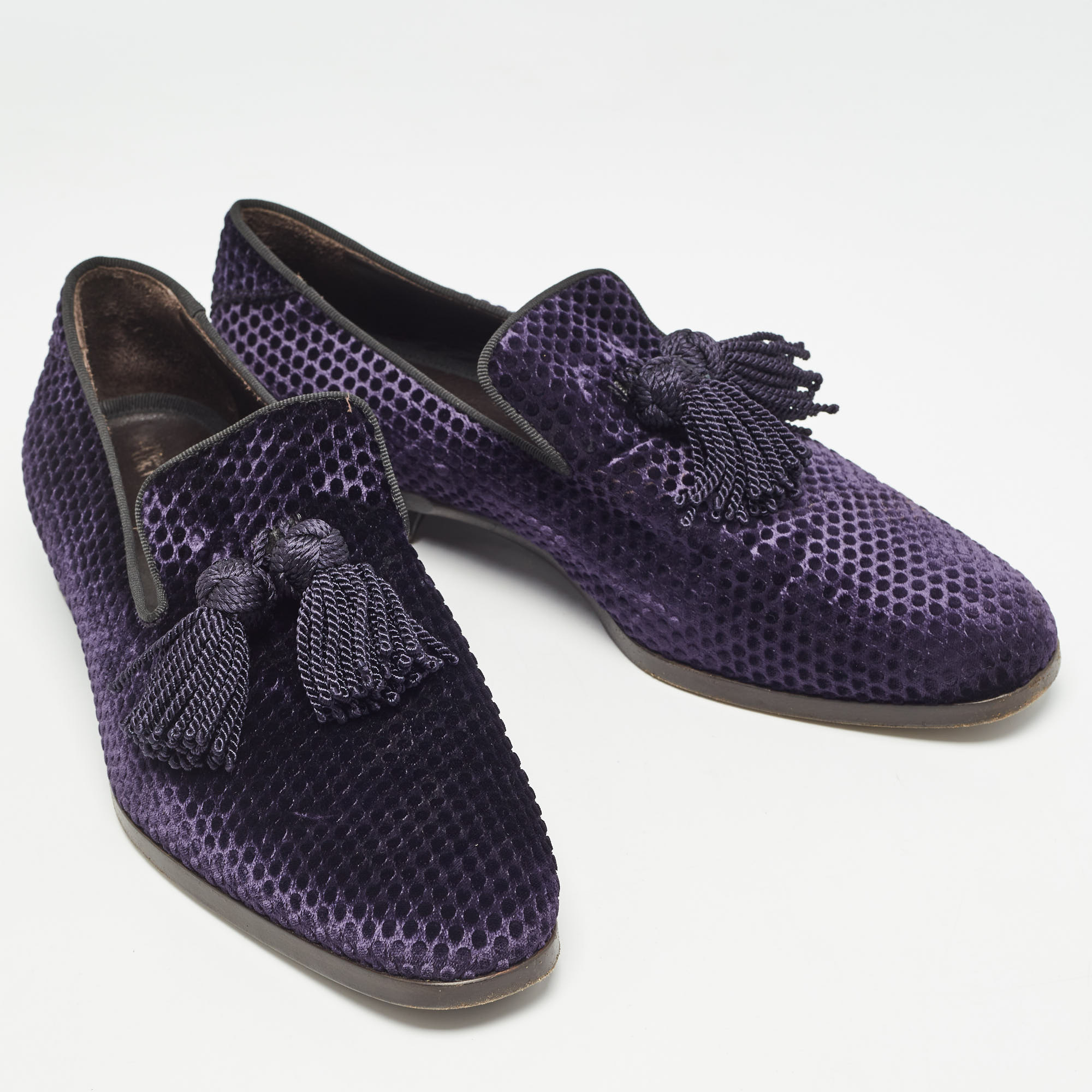 Jimmy Choo Purple Velvet  Slip On Loafers Size 44