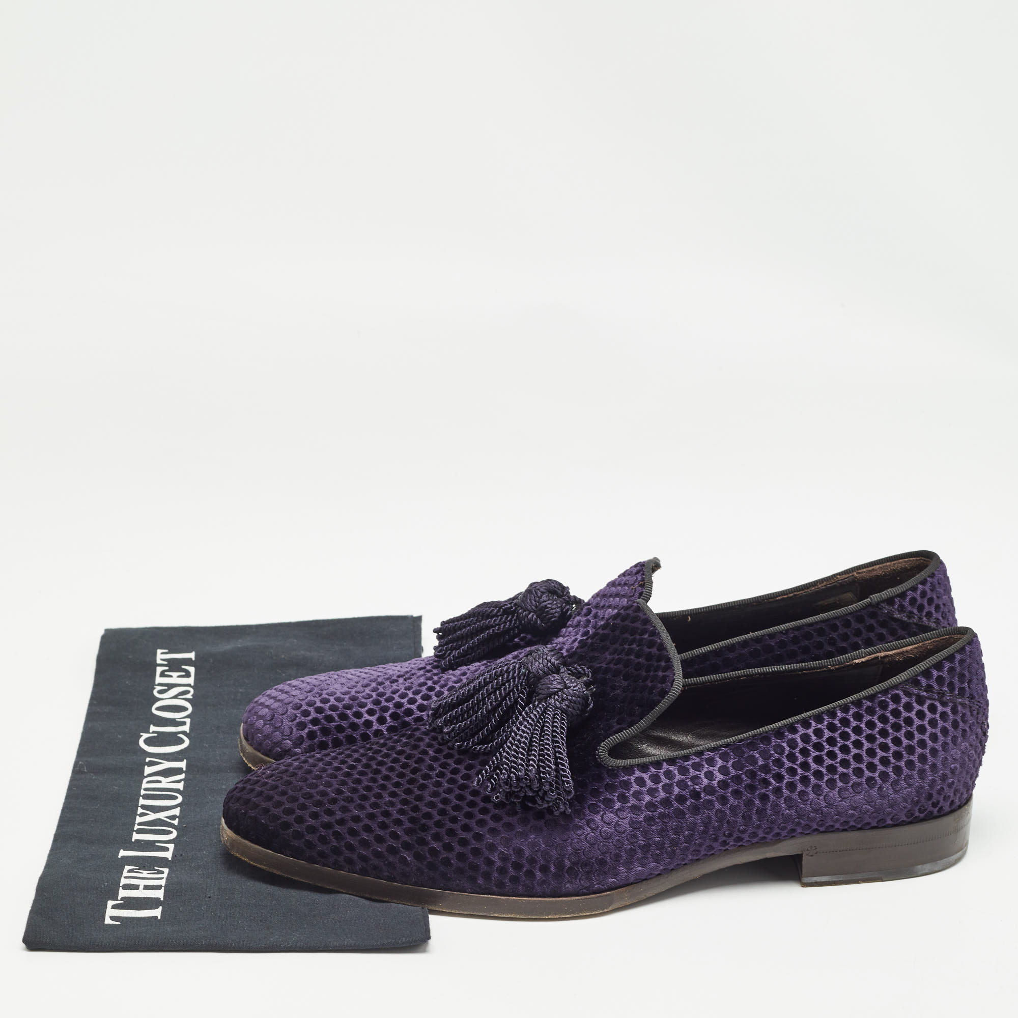 Jimmy Choo Purple Velvet  Slip On Loafers Size 44