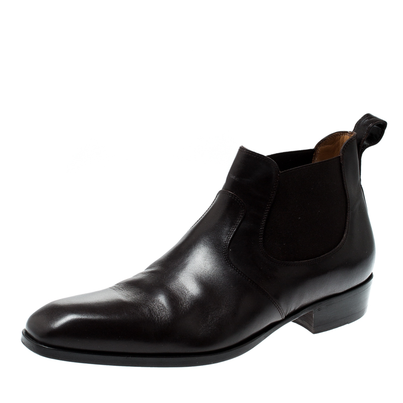 Image of J.M. Weston Dark Brown Leather Chelsea Boots Size