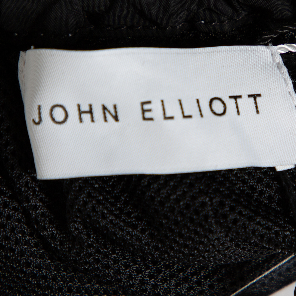 John Elliott Black High Shrunk Nylon Mountain Shorts S
