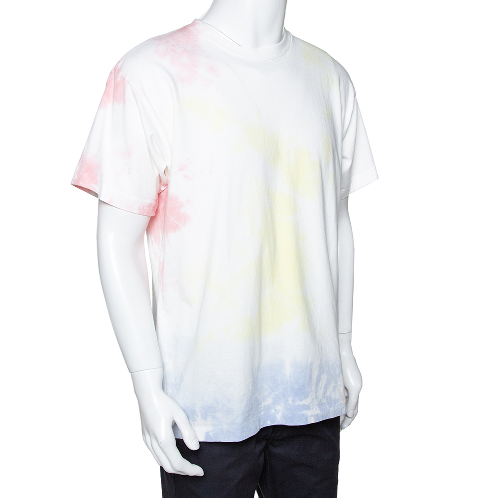 

John Elliott White Cotton Ink Bloom University Tie Dye Crew Neck T Shirt