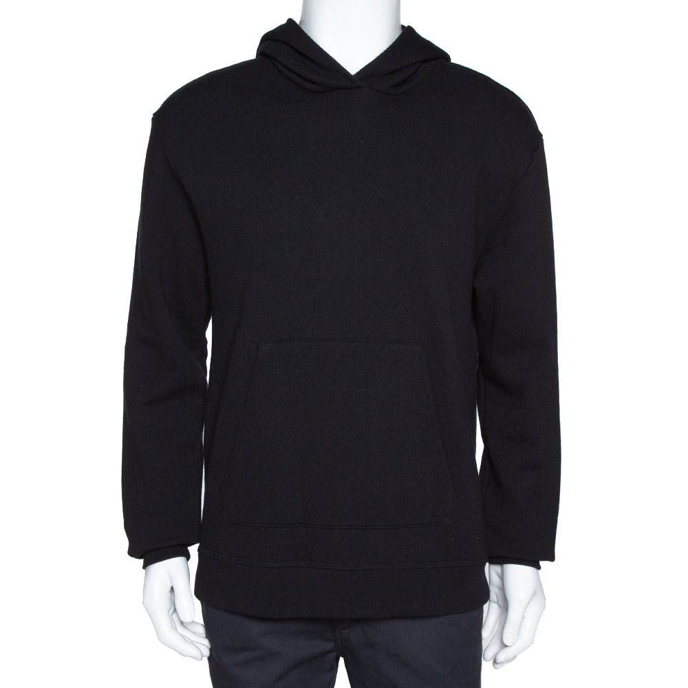 Image of John Elliott Black Cotton Terry Jersey Hoodie M