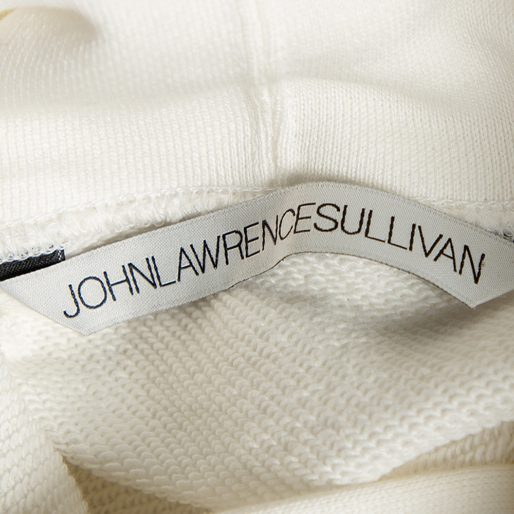 Johnlawrencesullivan White Cotton Zip Detail Hoodie L
