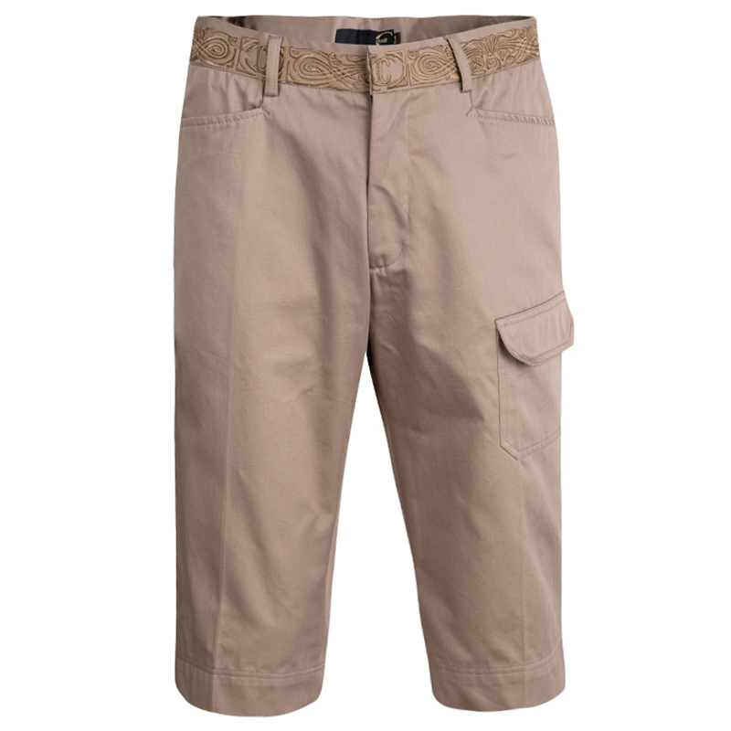 Image of Just Cavalli Brown Embroidered Waist Detail Bermuda Shorts XXL