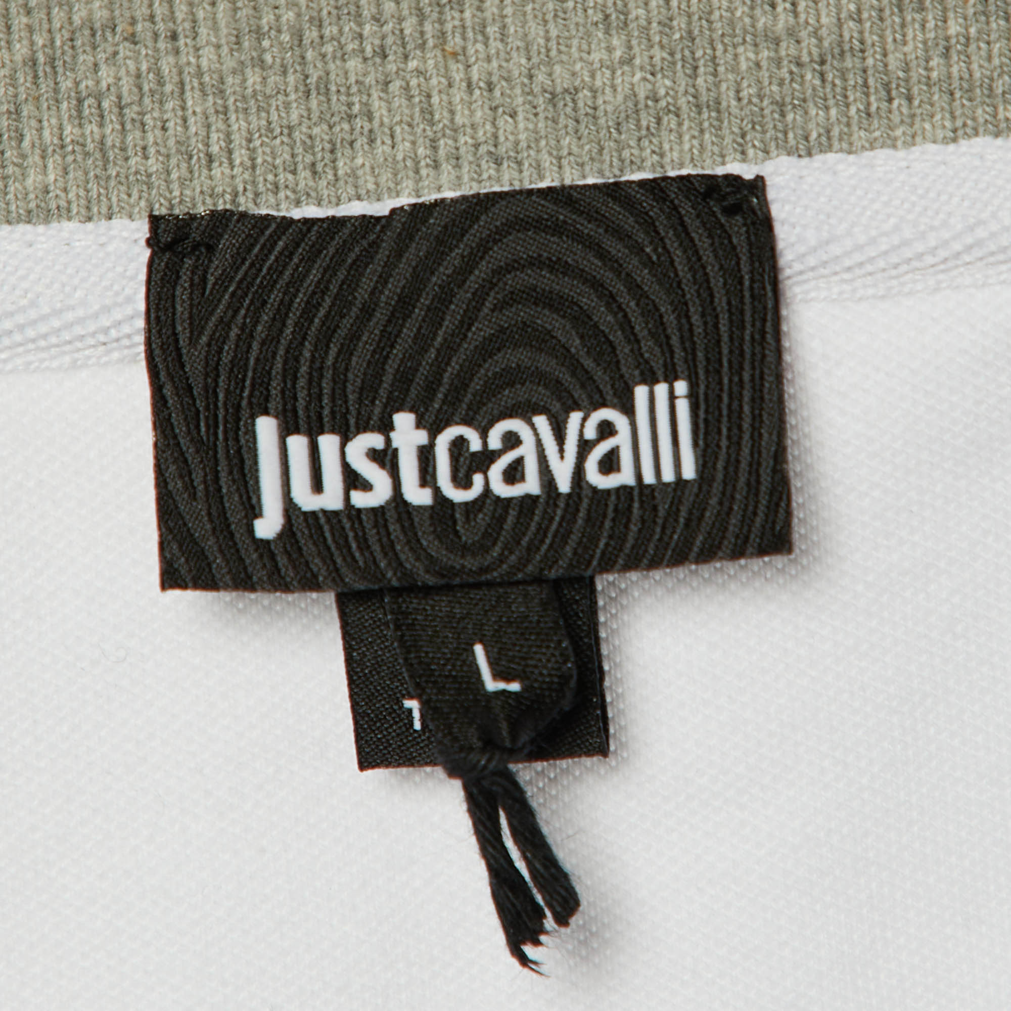 Just Cavalli White Cotton Knit Polo T-Shirt L