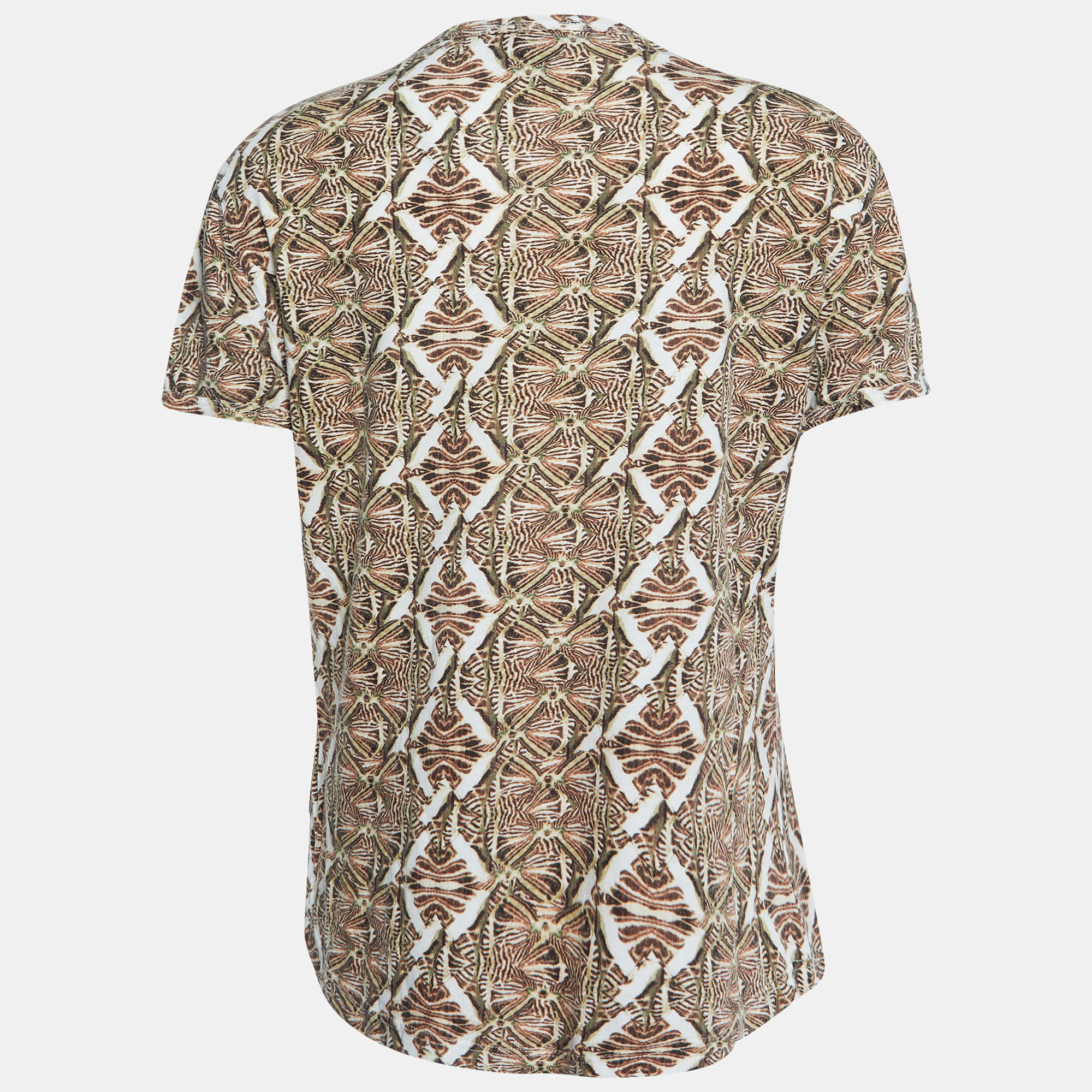 Just Cavalli Brown Printed Cotton & Modal Fitted T-Shirt L