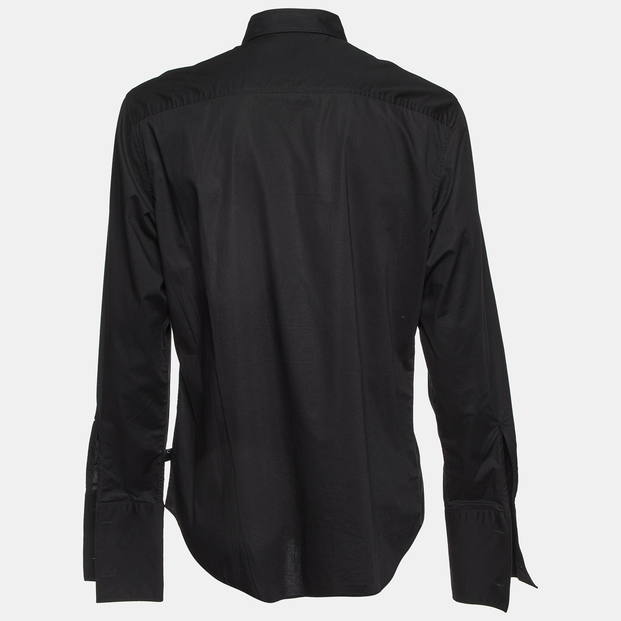 Just Cavalli Black Embroidered Cotton Buttoned Up Shirt XXXL