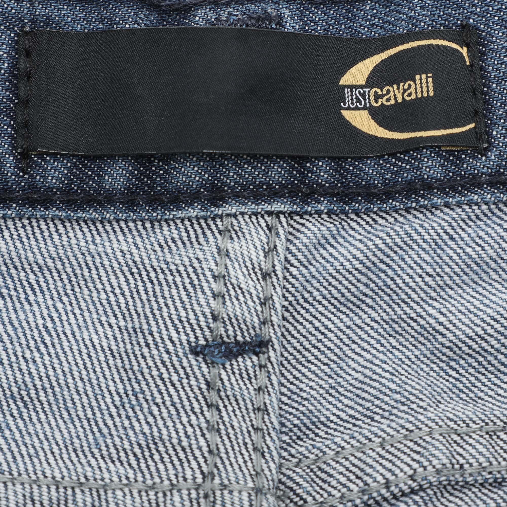 Just Cavalli Blue Denim Distressed Jeans S