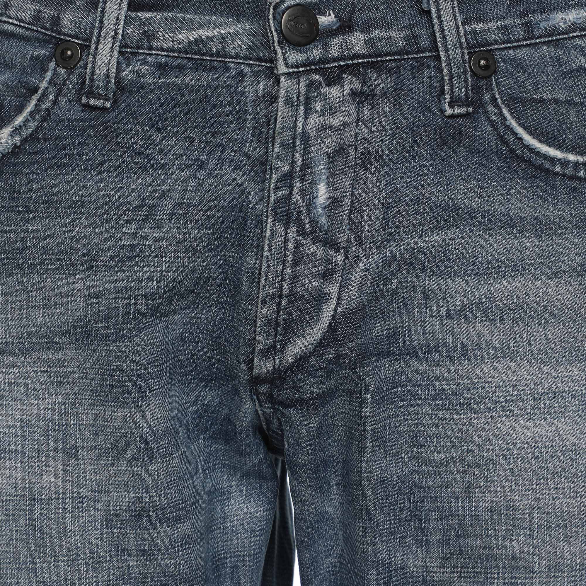 Just Cavalli Blue Denim Distressed Jeans S