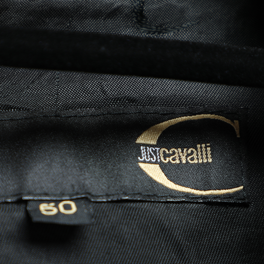 Just Cavalli Black Cotton Trim Detail Blazer L