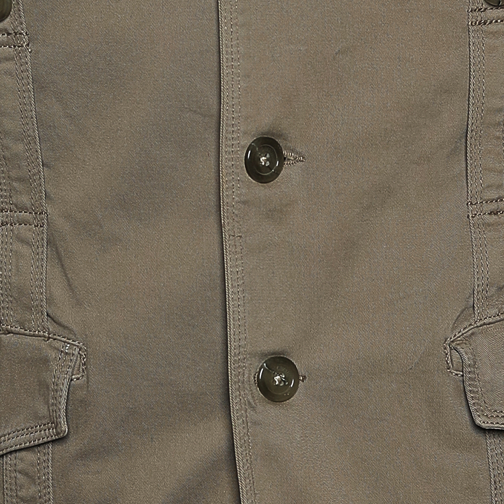 Just Cavalli Brown Cotton Cargo Pocket Button Front Jacket S