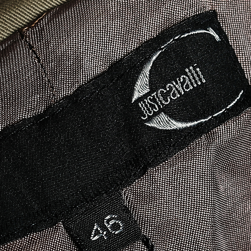 Just Cavalli Brown Cotton Cargo Pocket Button Front Jacket S