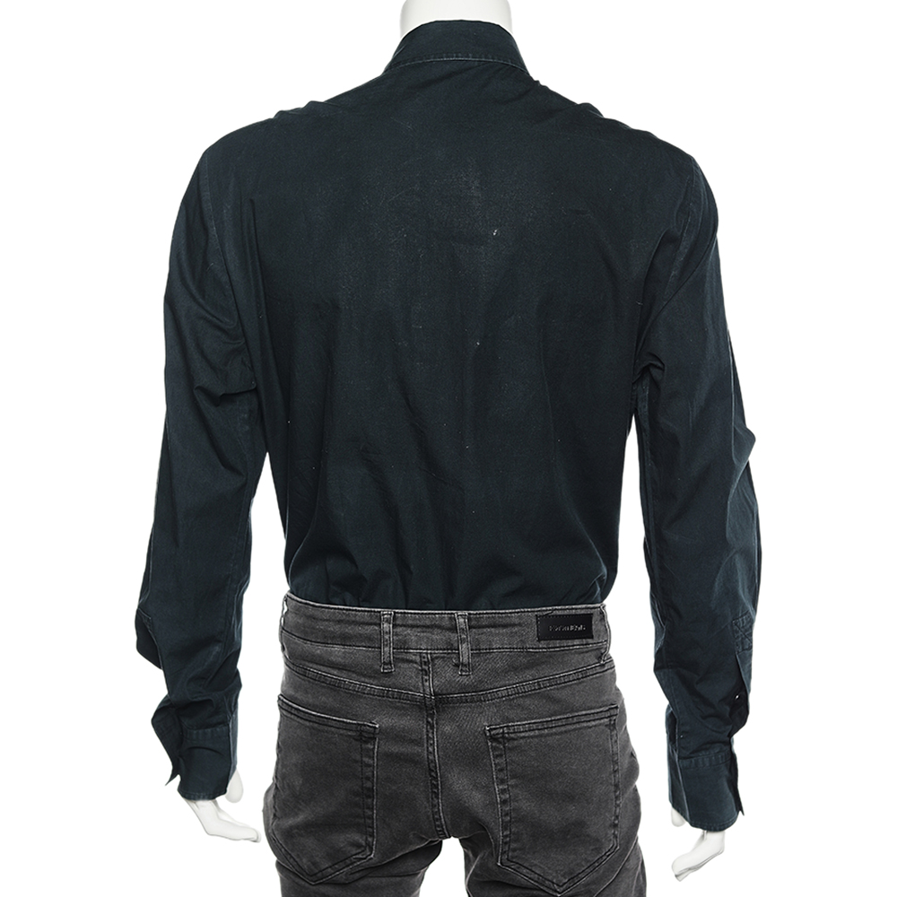 Just Cavalli Black Embellished Cotton Button Front Shirt XXL