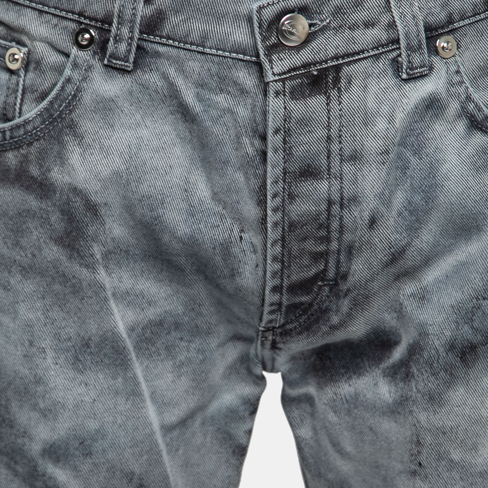 Just Cavalli Grey Distressed Painted Denim Jeans XL Waist 36