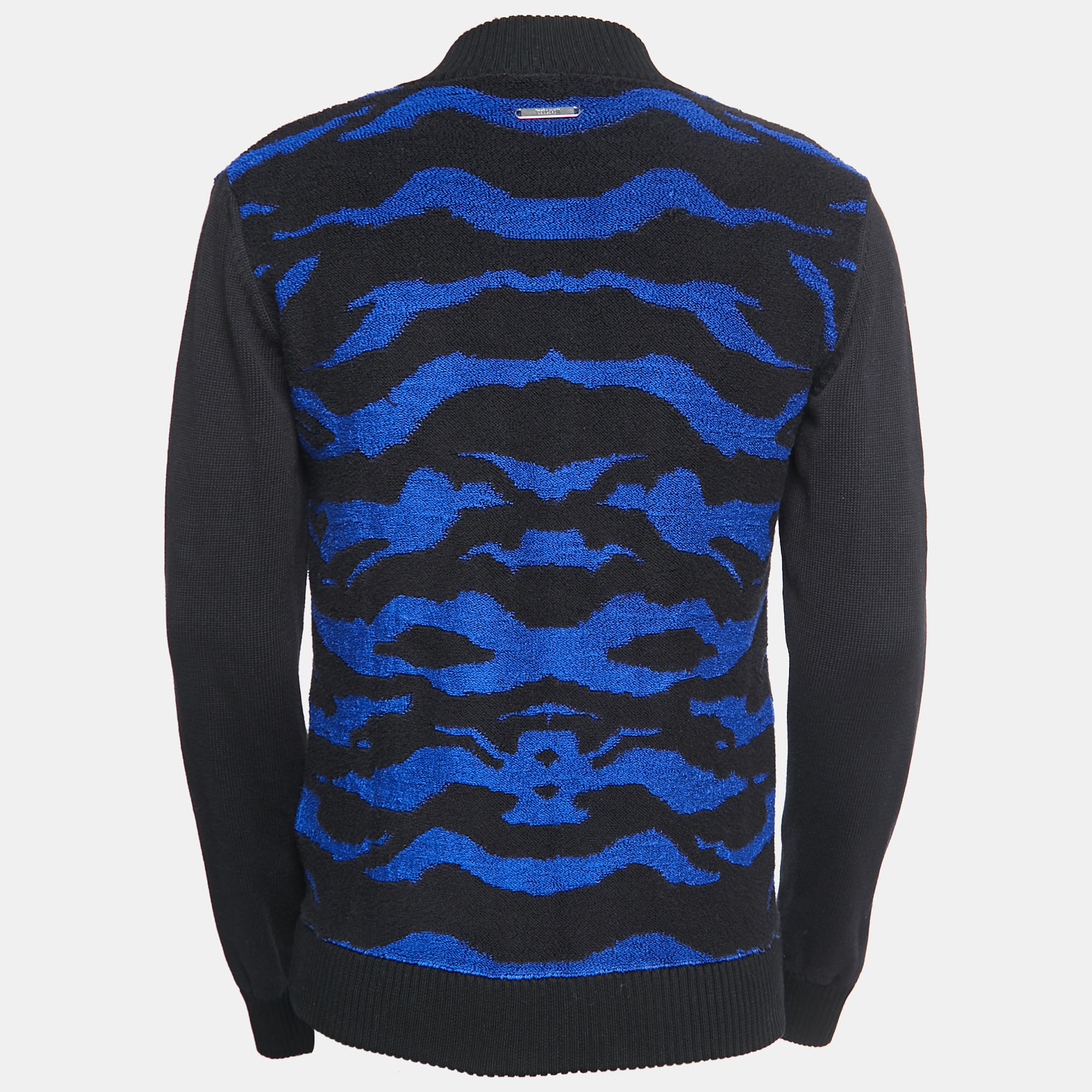 

Just Cavalli Black/Blue Tiger Patterned Terry Zip-Up Jacket