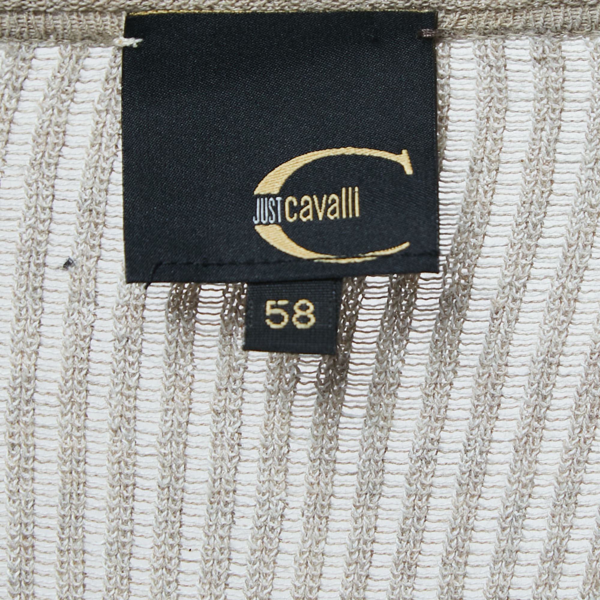 Just Cavalli Beige Knit Long Sleeve V-Neck T-Shirt 4XL