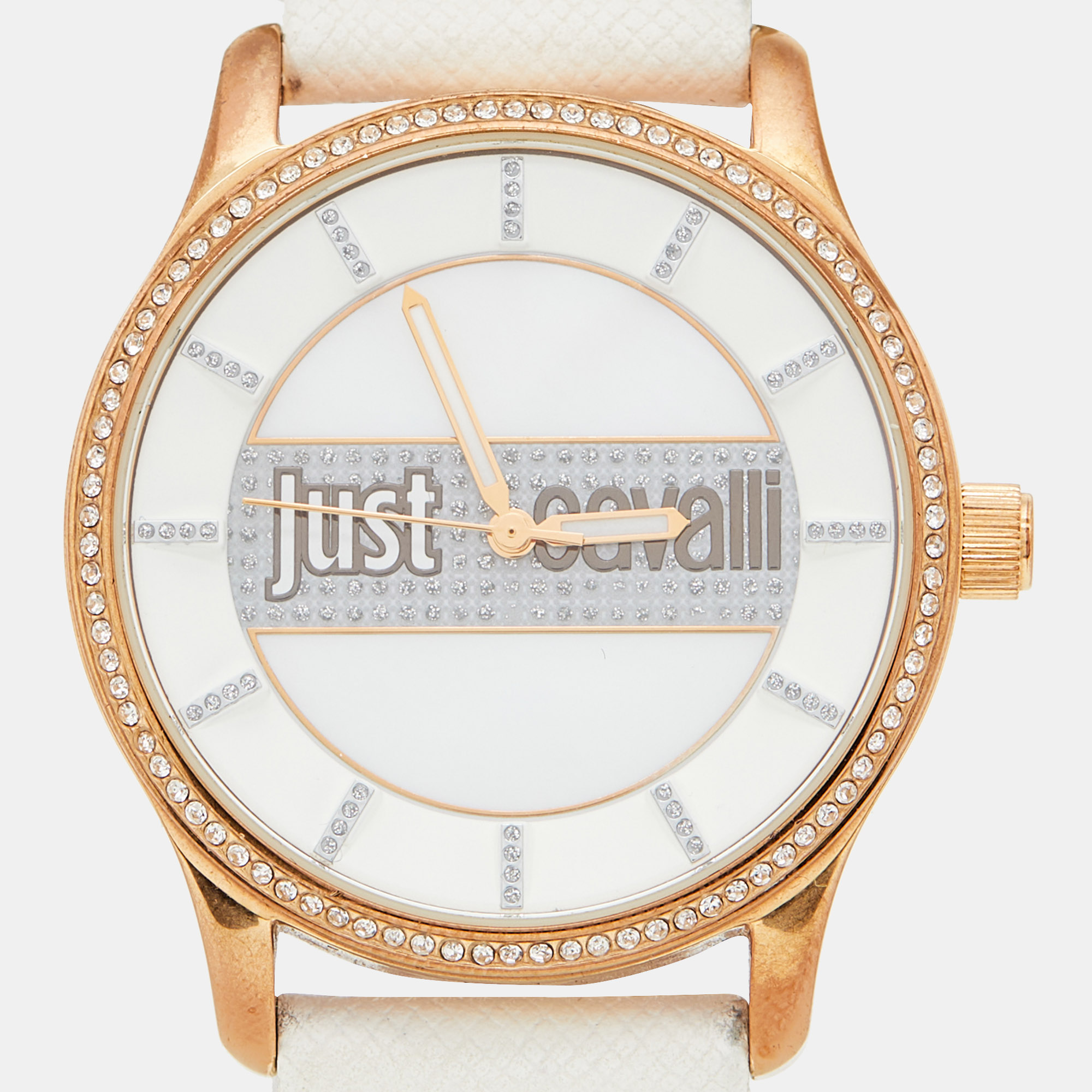 Just Cavalli Mother Of Pearl Rose Gold Plated Stainless Steel R7251127501c Women's Wristwatch 38 Mm
