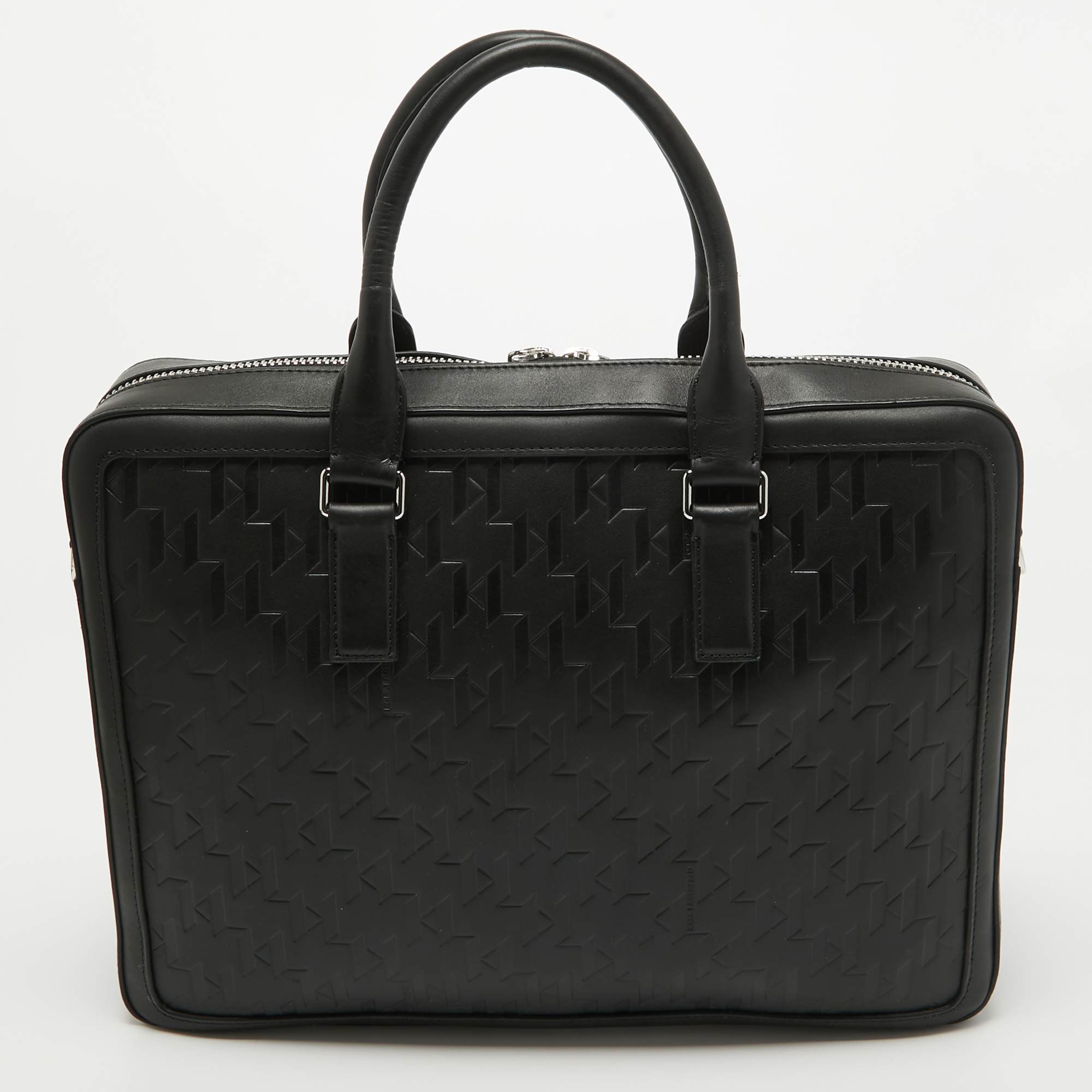 Karl Lagerfeld Black Leather K/Loom Briefcase