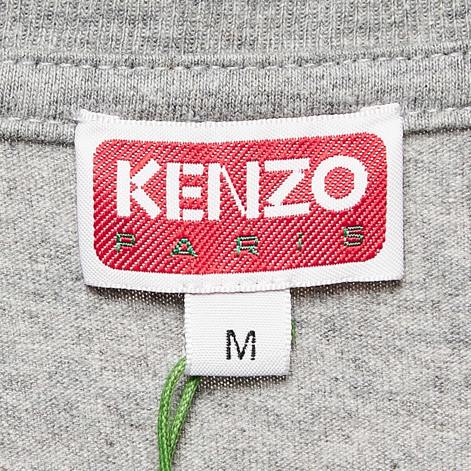 Kenzo Grey Logo Print Cotton Oversize T-Shirt M