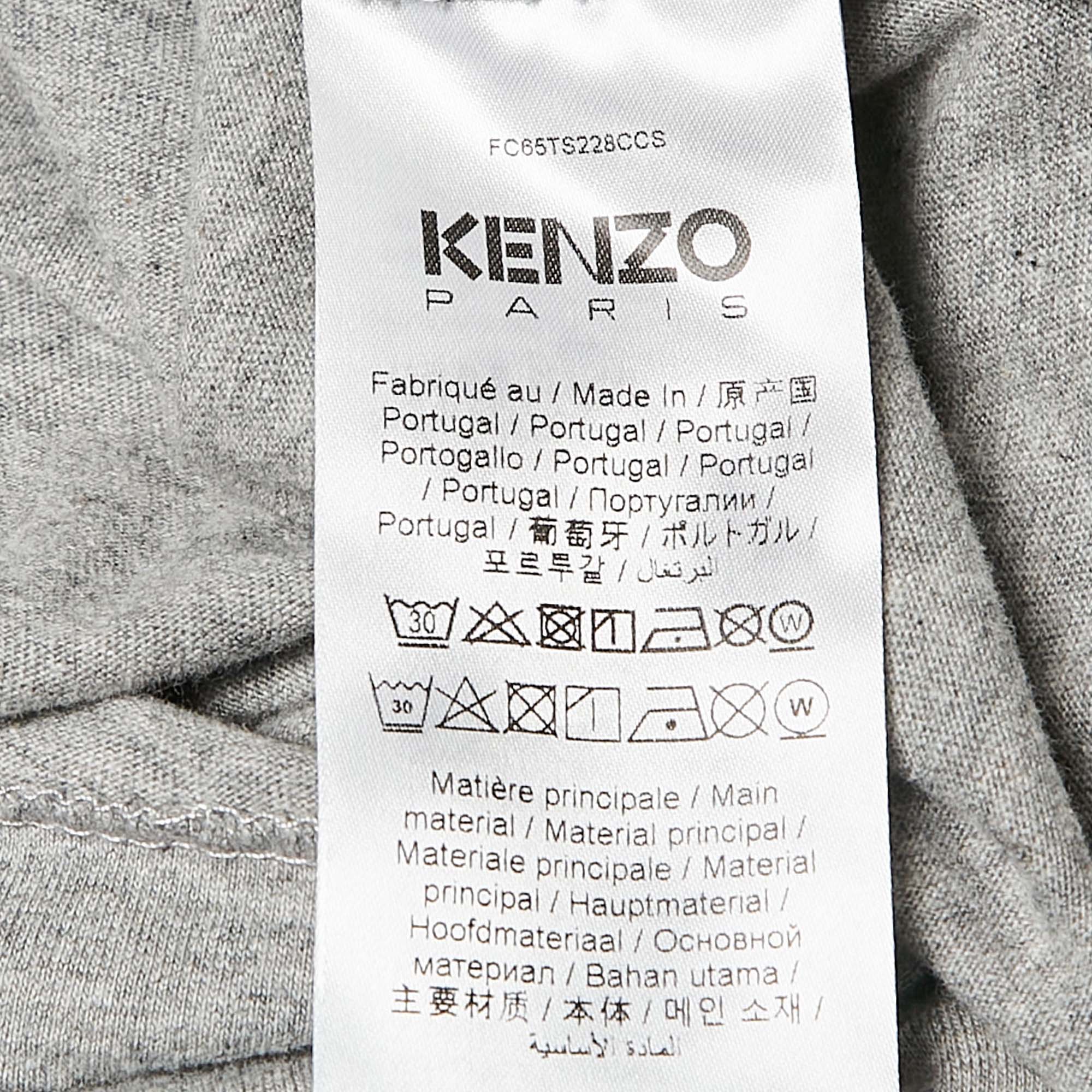 Kenzo Grey Logo Print Cotton Oversize T-Shirt M