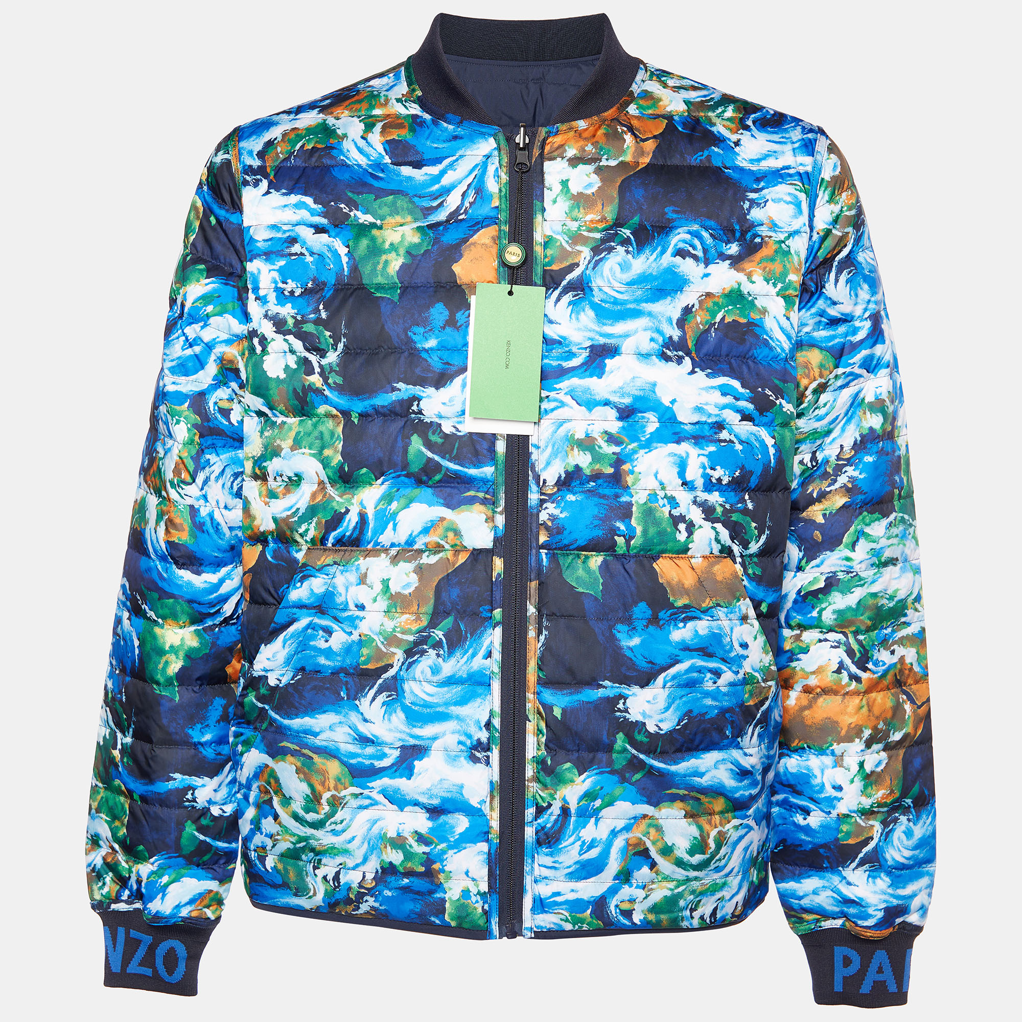 Kenzo blue printed quilted reversible jacket m