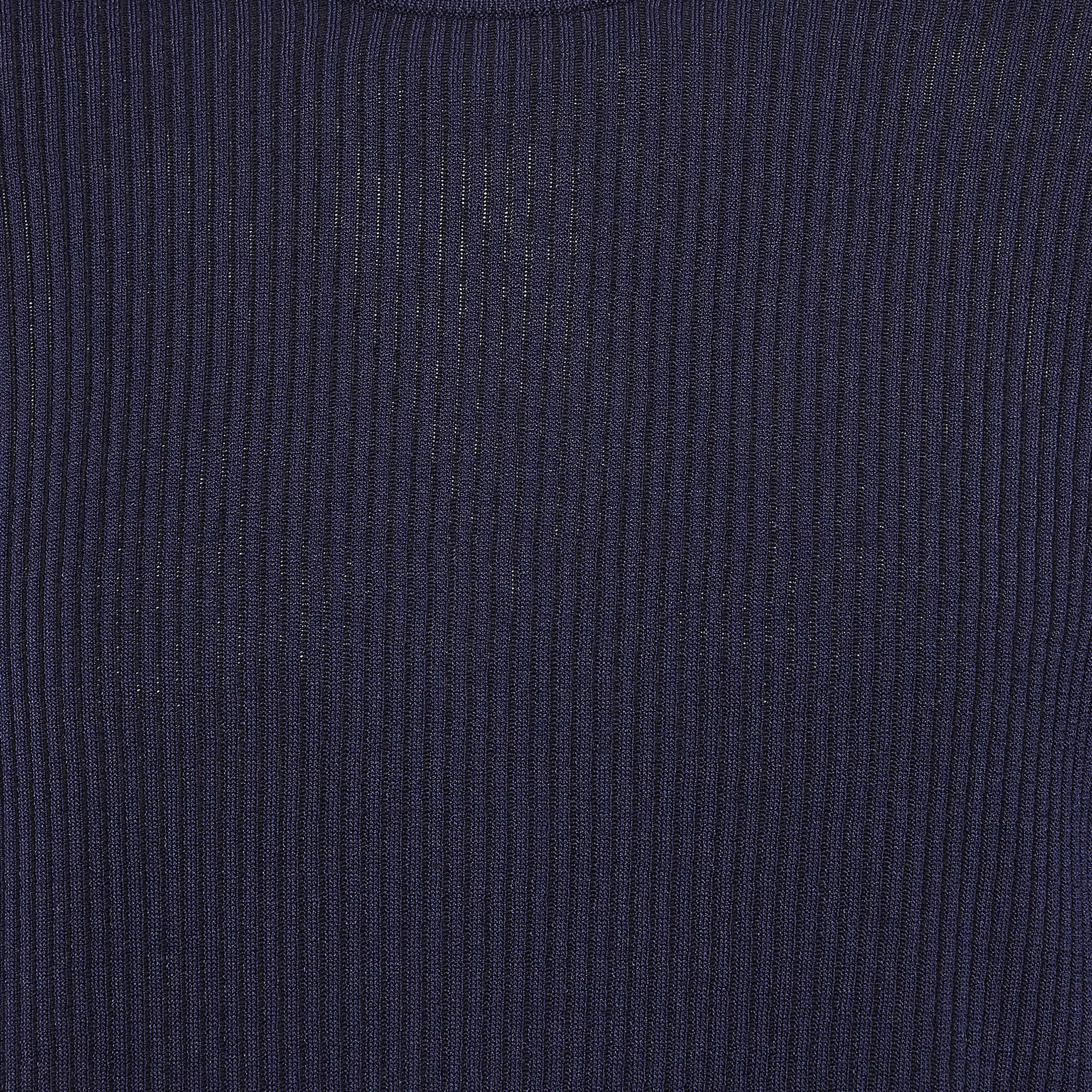 Kenzo Navy Blue Logo Intarsia Rib Knit Sweater M